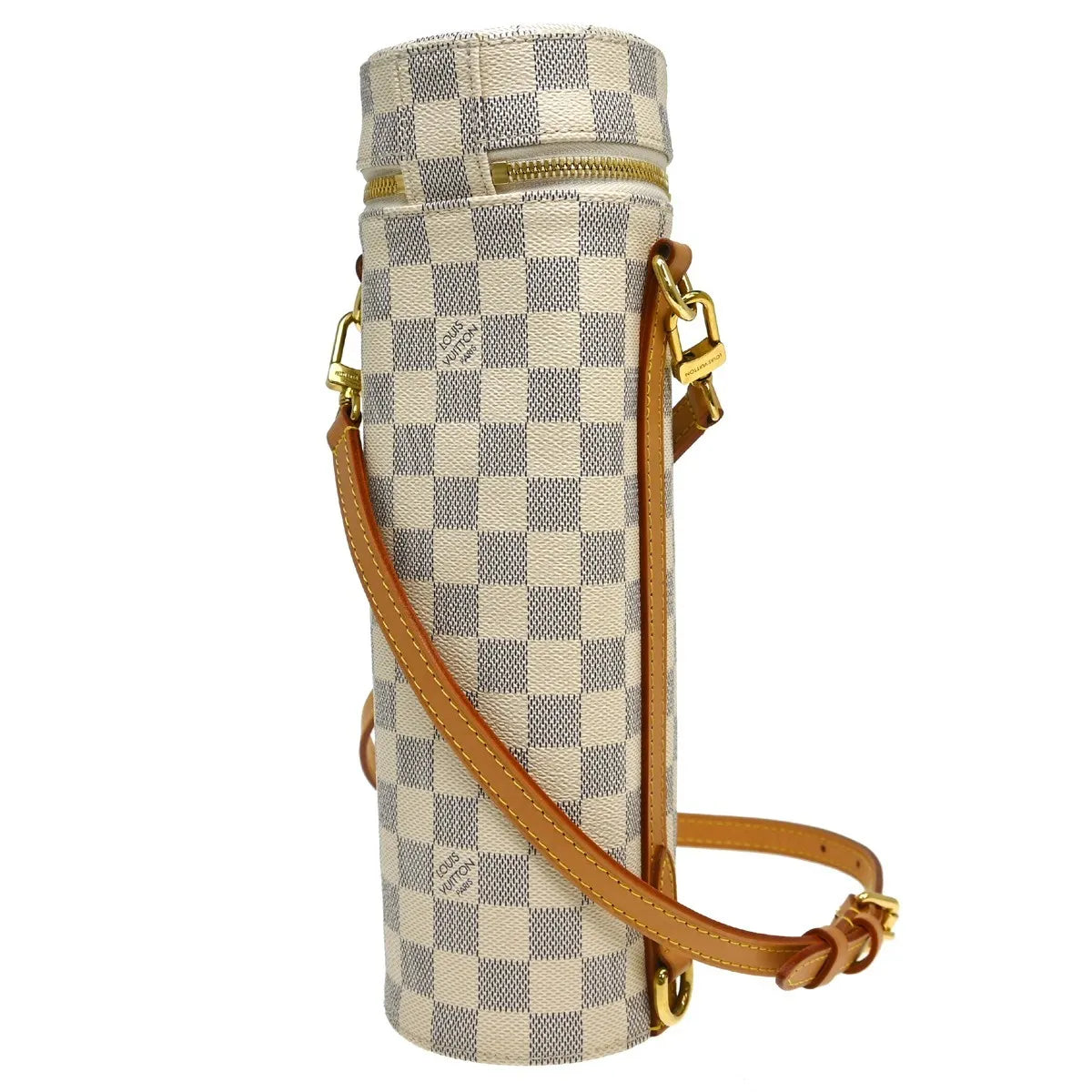Louis Vuitton Bottle Holder Damier White Canvas Clutche & Pouche Bag (Pre-Owned)
