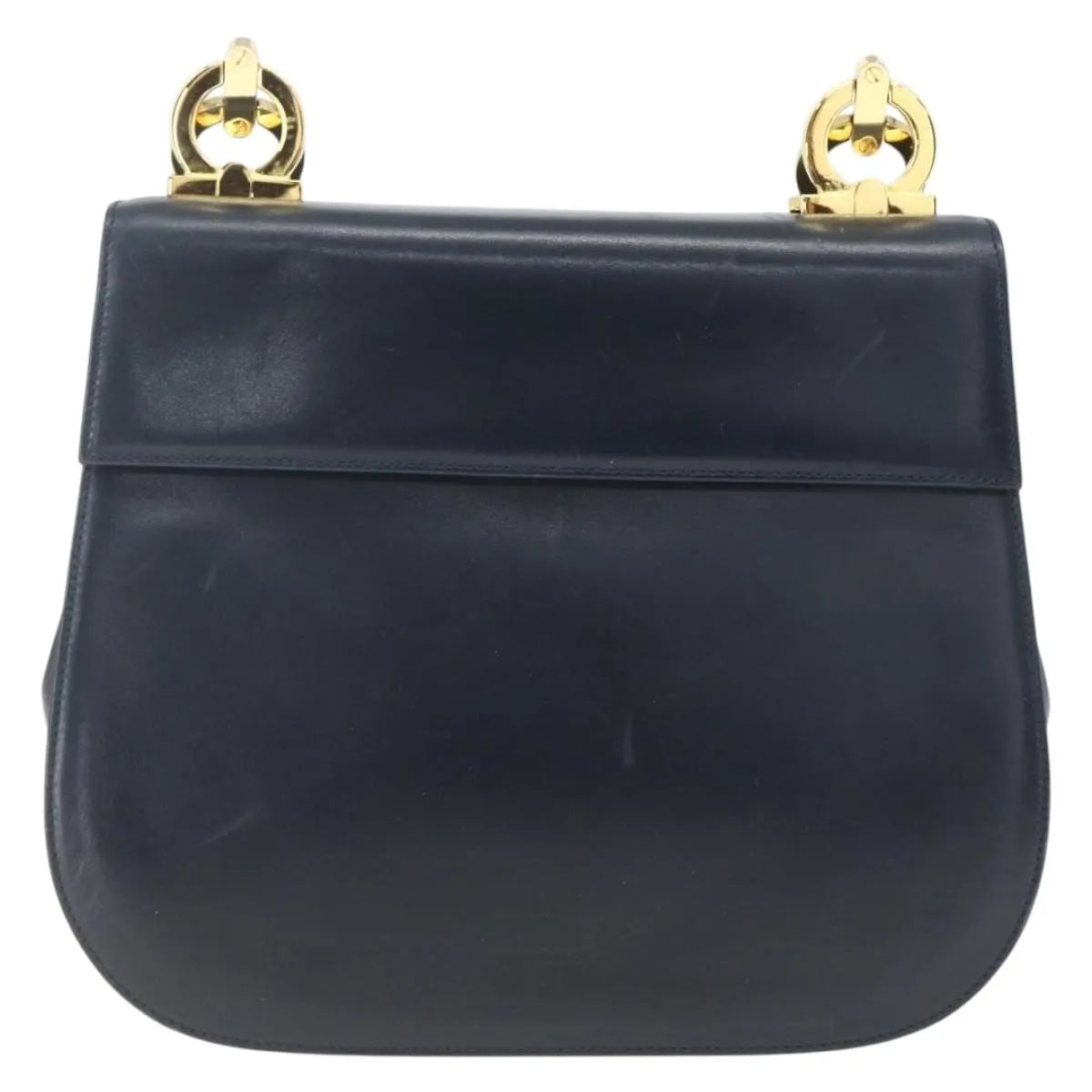 Salvatore Ferragamo Gancini Leather Navy Leather Shoulder Bag Bag (Pre-Owned)