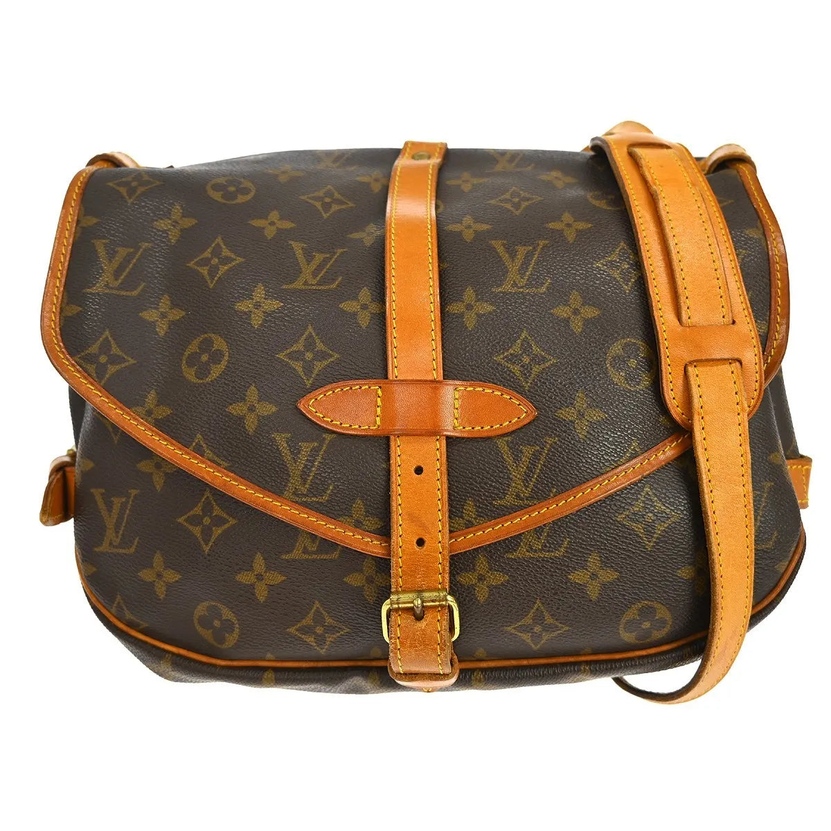 Louis Vuitton Saumur Monogram Canvas Brown Canvas Shoulder Bag Bag (Pre-Owned)