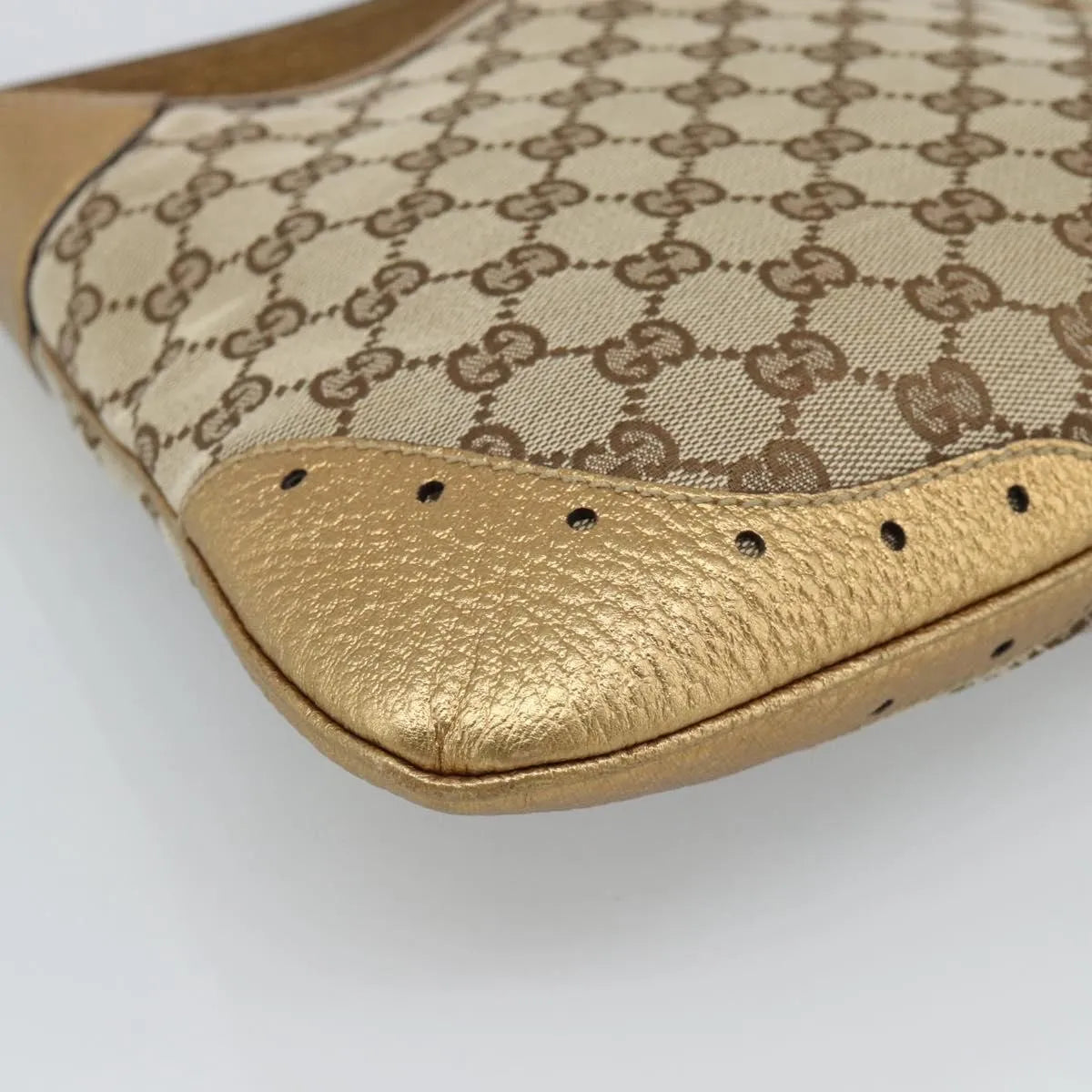 Gucci Vintage Jackie O Chain Hobo Gg Canvas And Leather Beige Canvas Handbag (Pre-Owned)