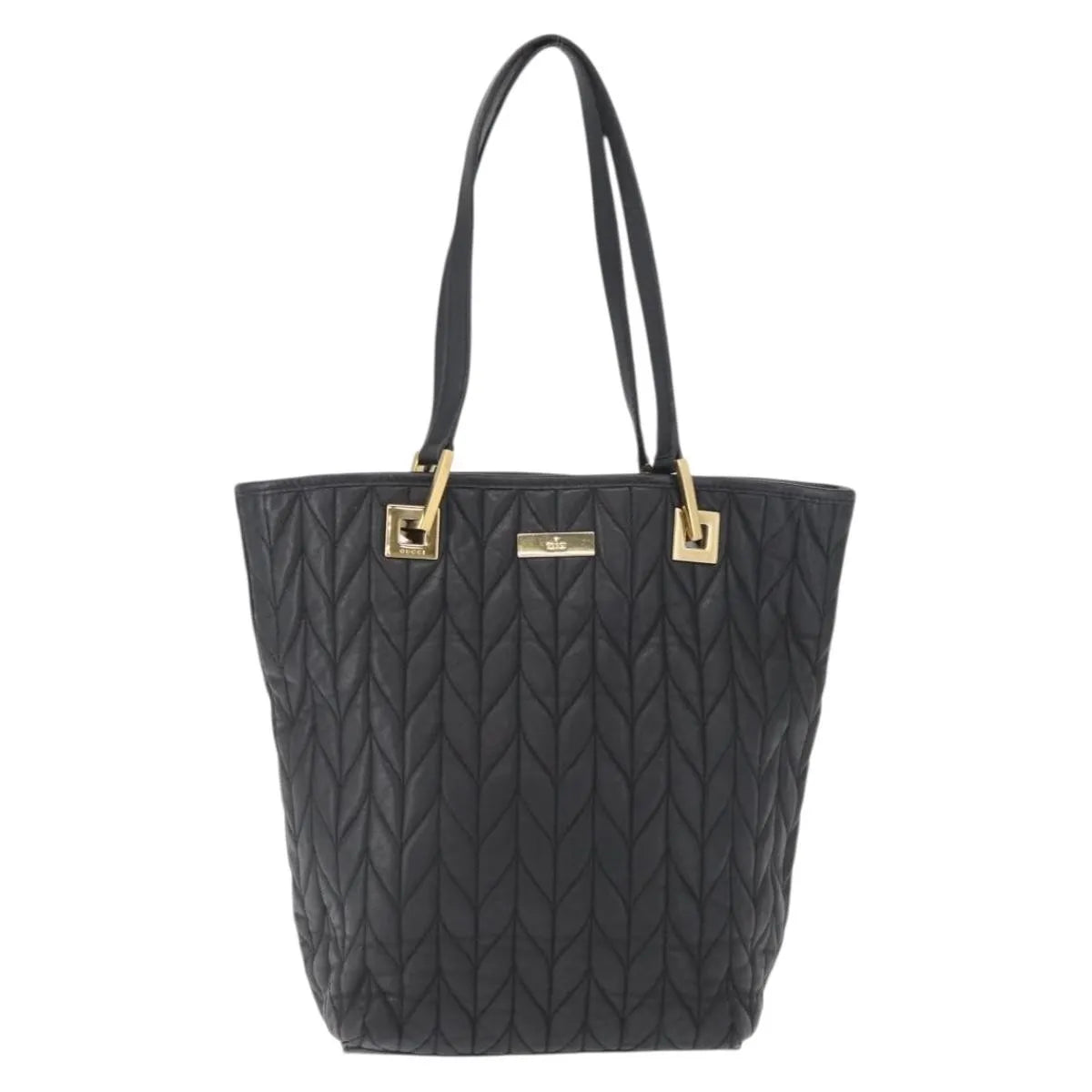 Gucci Vintage Tote Leather Black Leather Tote Bag Bag (Pre-Owned)