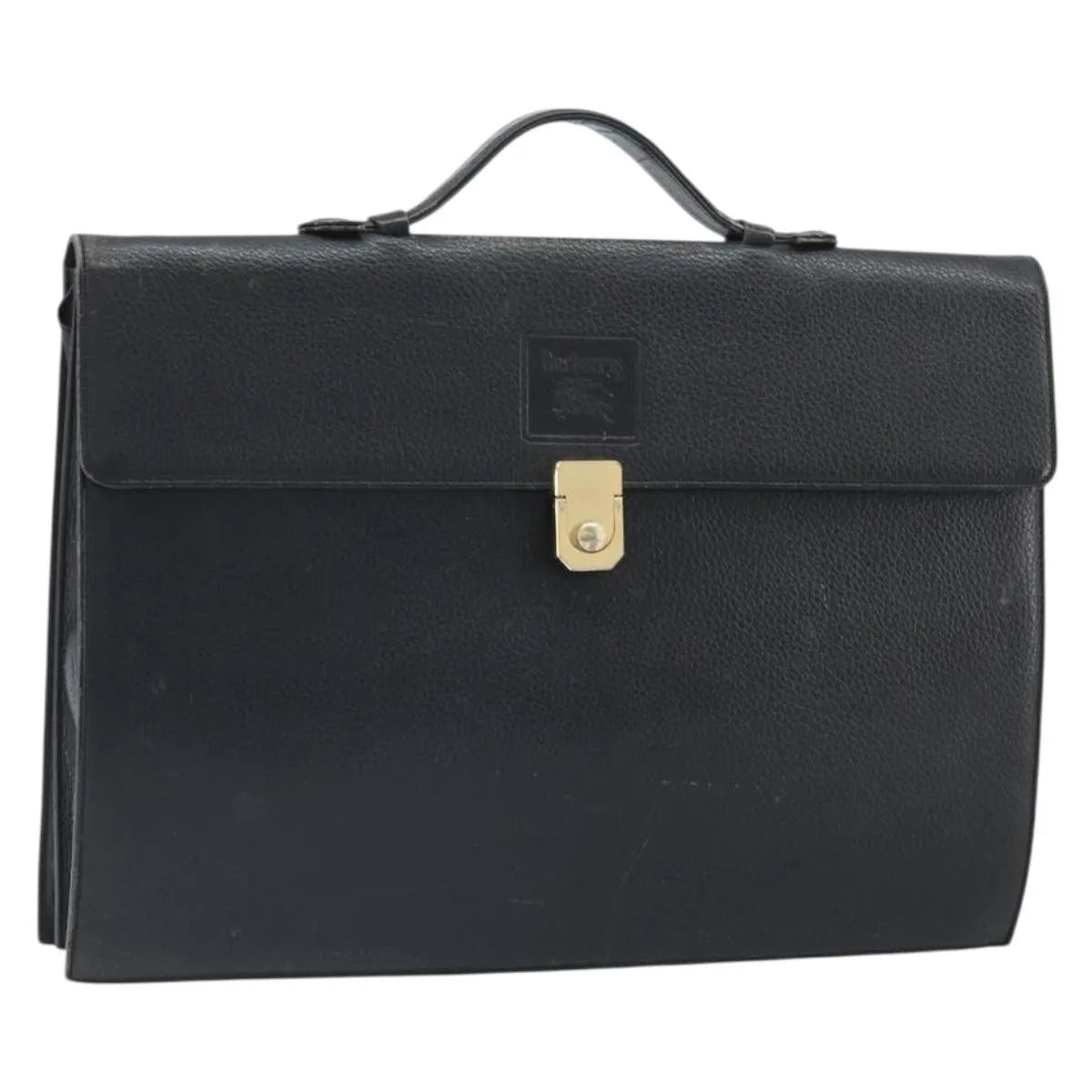 Burberry Vintage Leather Black Leather Briefcase Bag (Pre-Owned)