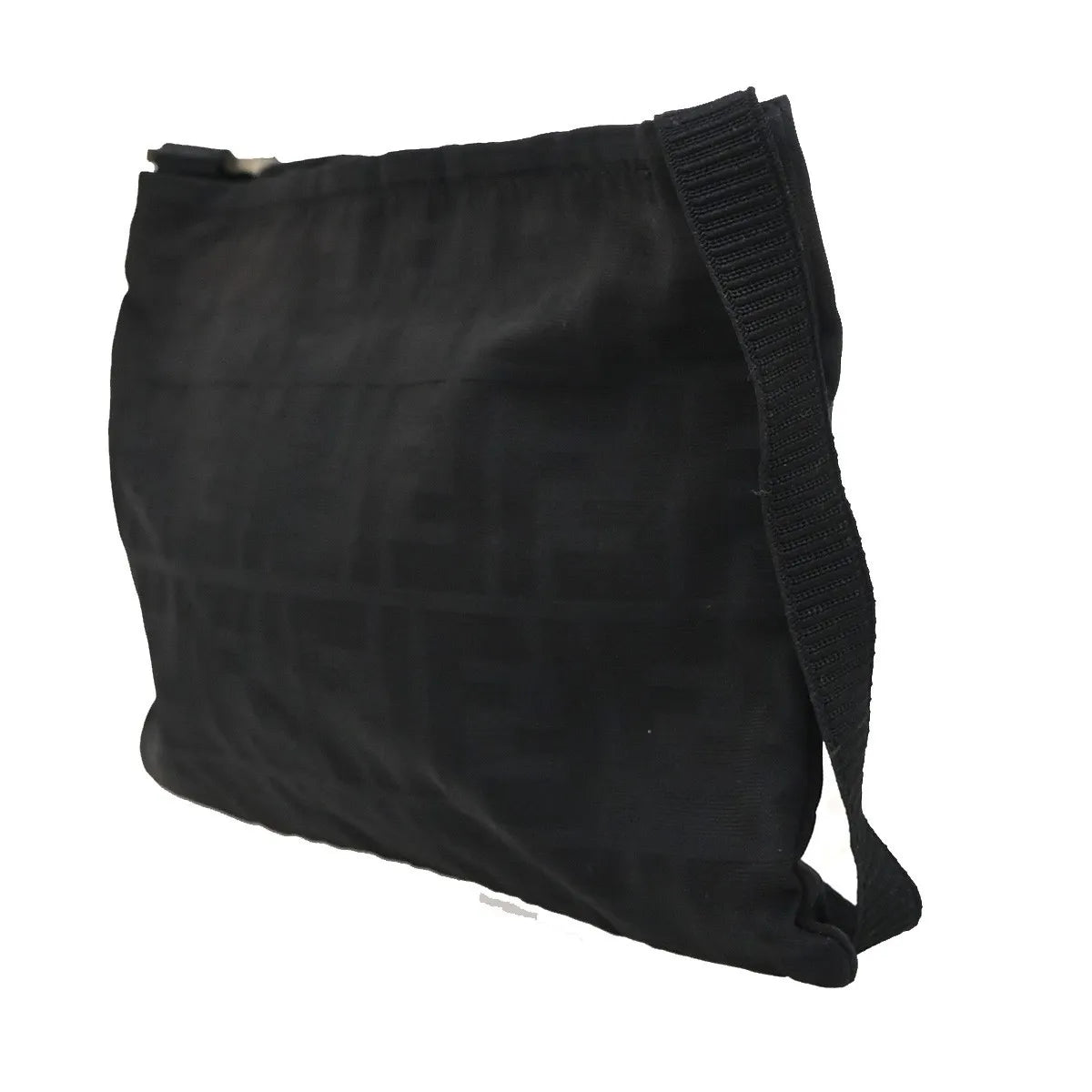 Fendi Logo Zucca Zucca Black Canvas Shoulder Bag Bag (Pre-Owned)