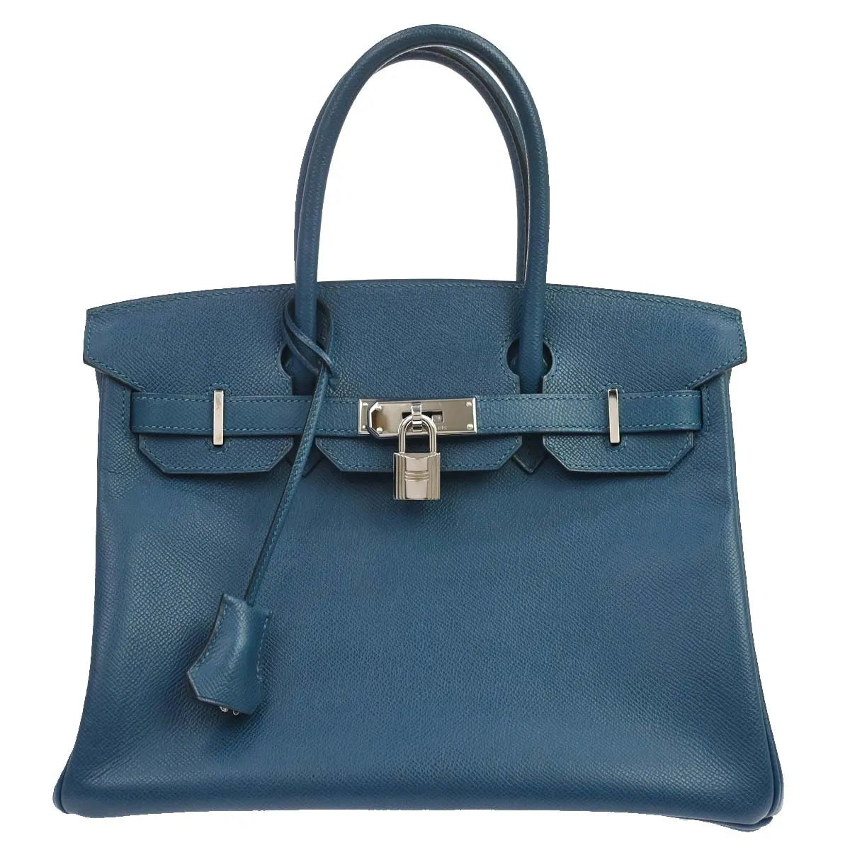 Hermes Birkin Blue Togo With Palladium Hardware Blue Leather Handbag (Pre-Owned)