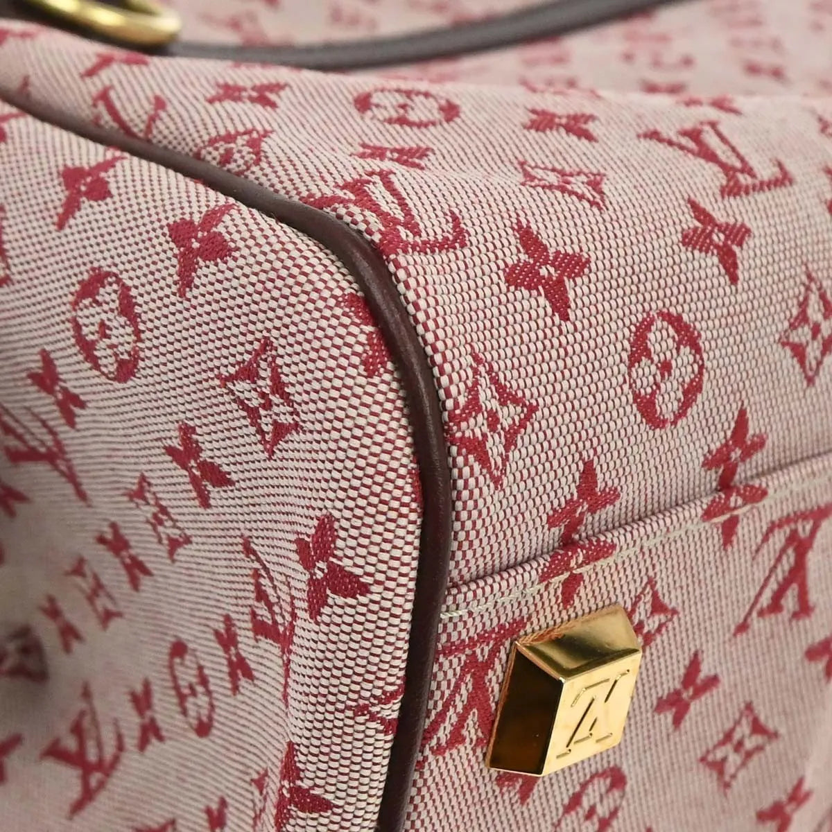 Louis Vuitton Joséphine Mini Lin Burgundy Canvas Handbag (Pre-Owned)