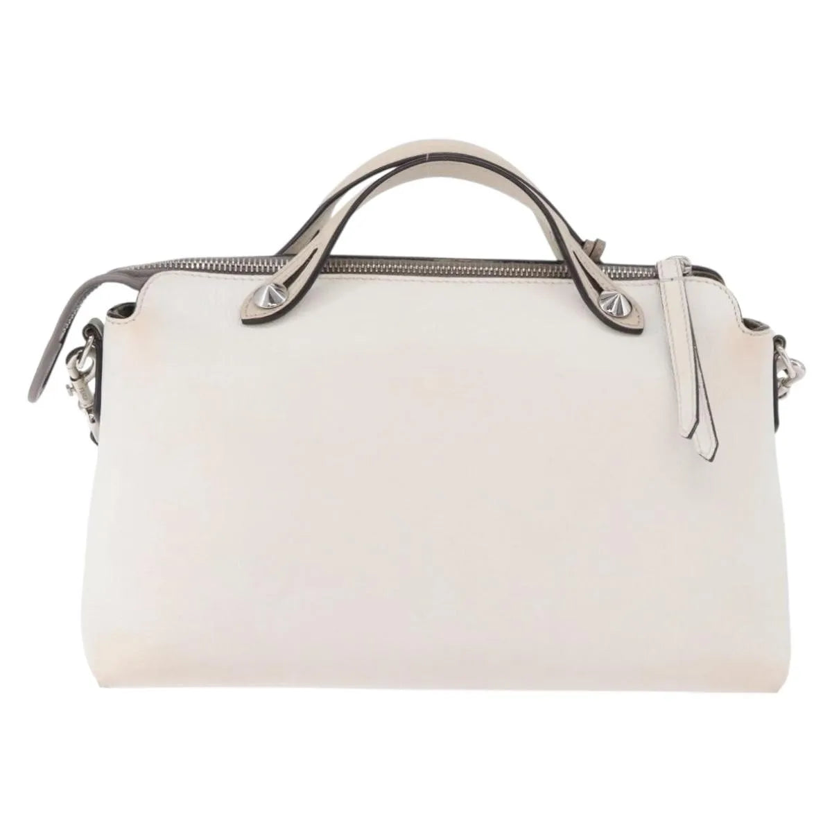 Fendi By The Way Satchel M White Leather Crossbody Bag Bag (Pre-Owned)