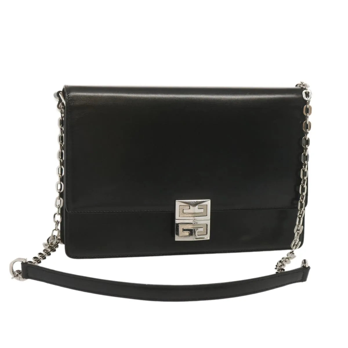 Givenchy 4G Shoulder Bag Leather Black Leather Shoulder Bag Bag (Pre-Owned)