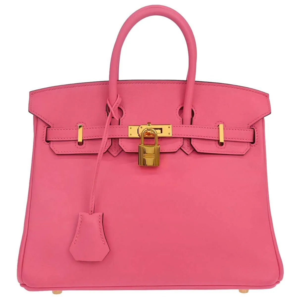 Hermes Birkin Pink Azalea Swift With Gold Hardware Pink Calfskin Handbag (Pre-Owned)