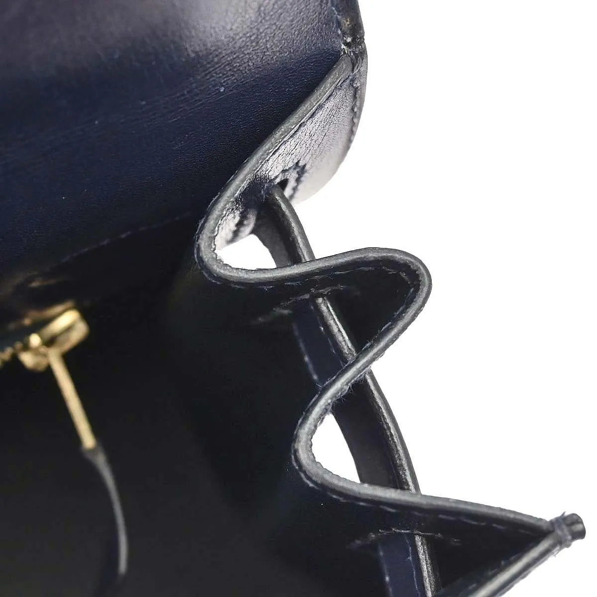 Hermes Kelly Sellier Box Calf Blue Calfskin Handbag (Pre-Owned)