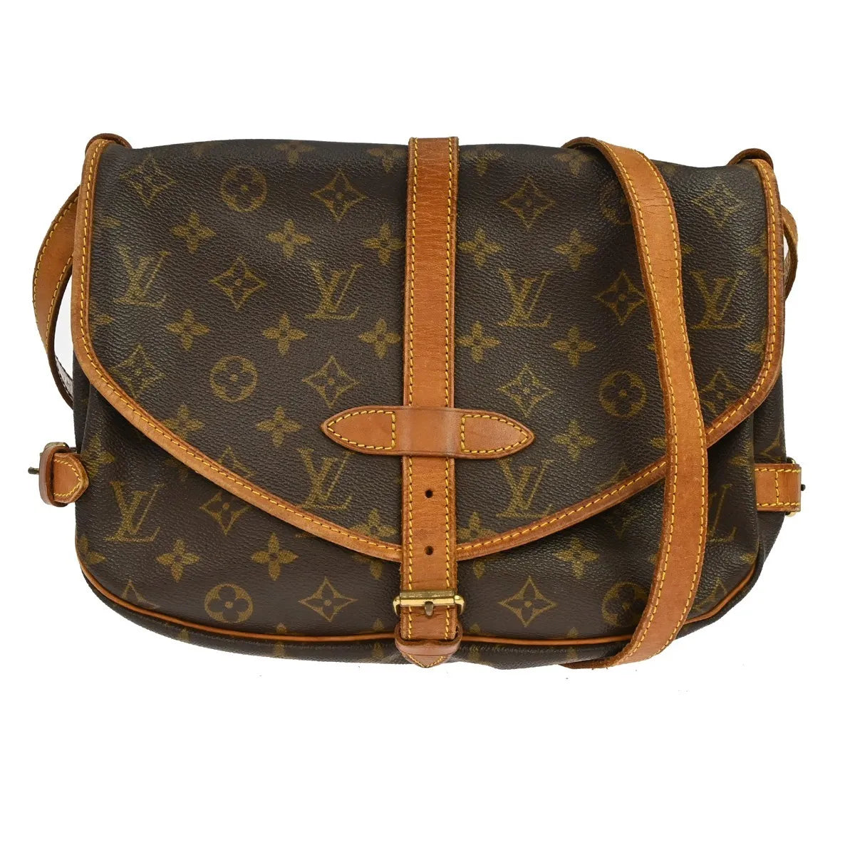 Louis Vuitton Saumur Monogram Brown Canvas Shoulder Bag Bag (Pre-Owned)