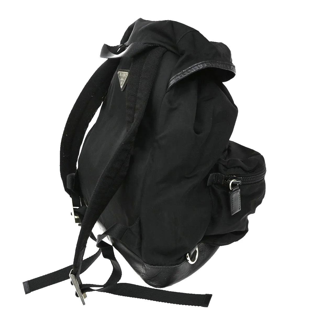 Prada Double Front Pocket Tessuto Black Nylon Backpack Bag (Pre-Owned)