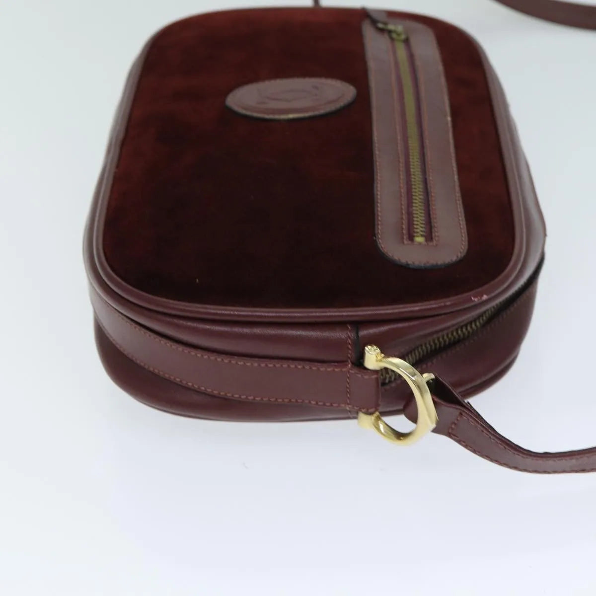 Cartier Vintage Must De Cartier Suede Burgundy Suede Shoulder Bag Bag (Pre-Owned)