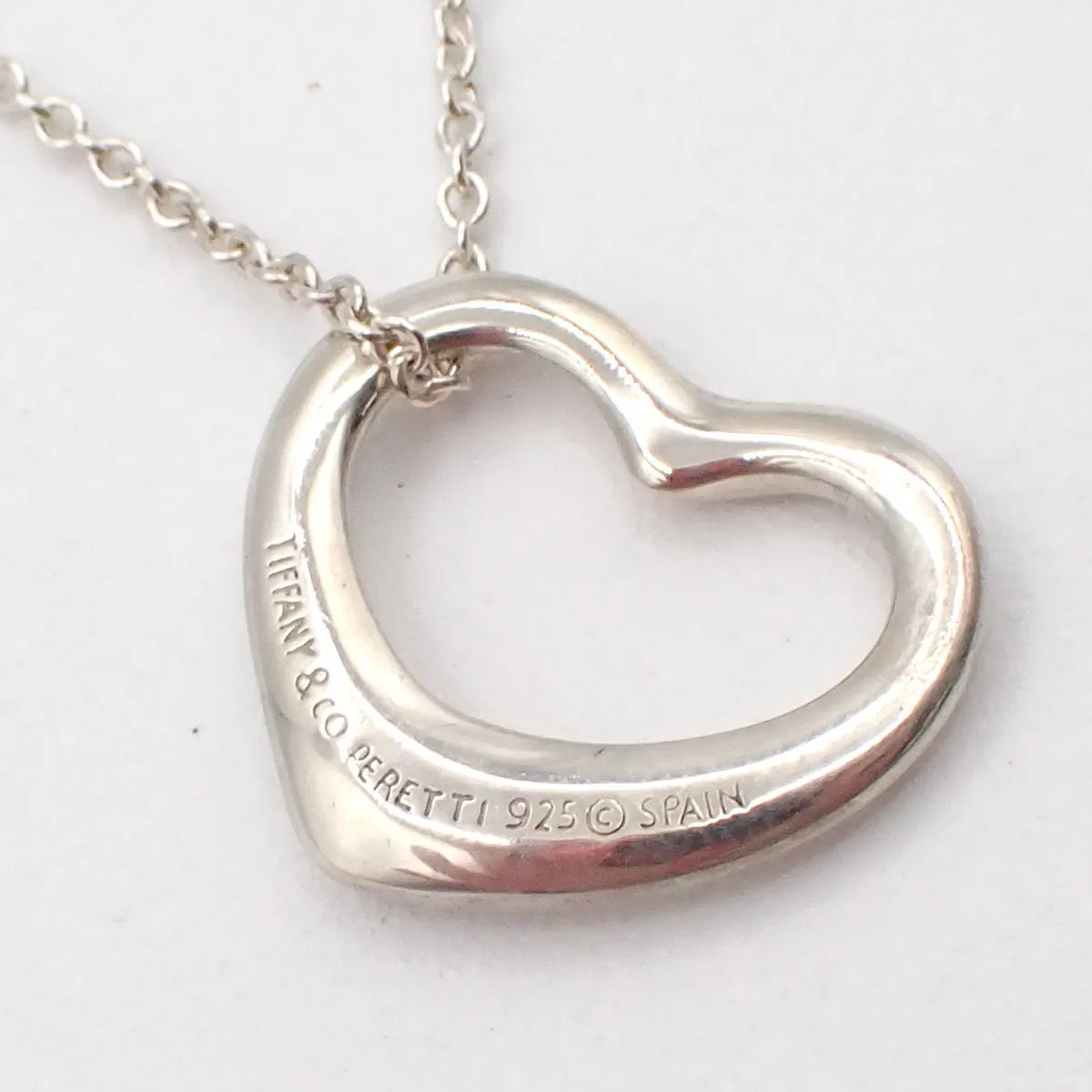 Tiffany & Co. Elsa Peretti Open Heart Pendant Sterling Silver Silver Silver Necklace Jewelry (Pre-Owned)