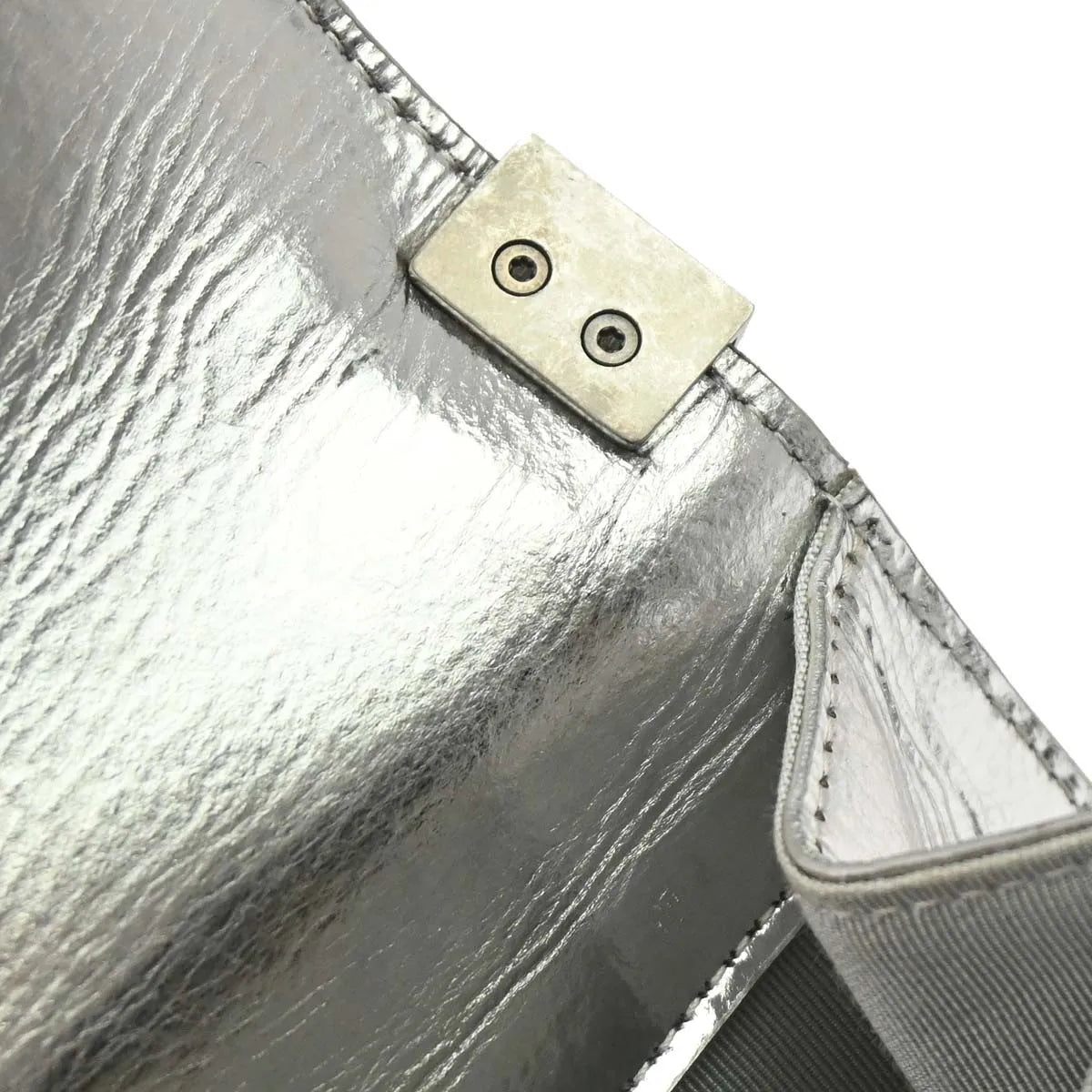 Chanel North South Boy Flap Quilted Metallic Calfskin Metallic Patent_Leather Shoulder Bag Bag (Pre-Owned)