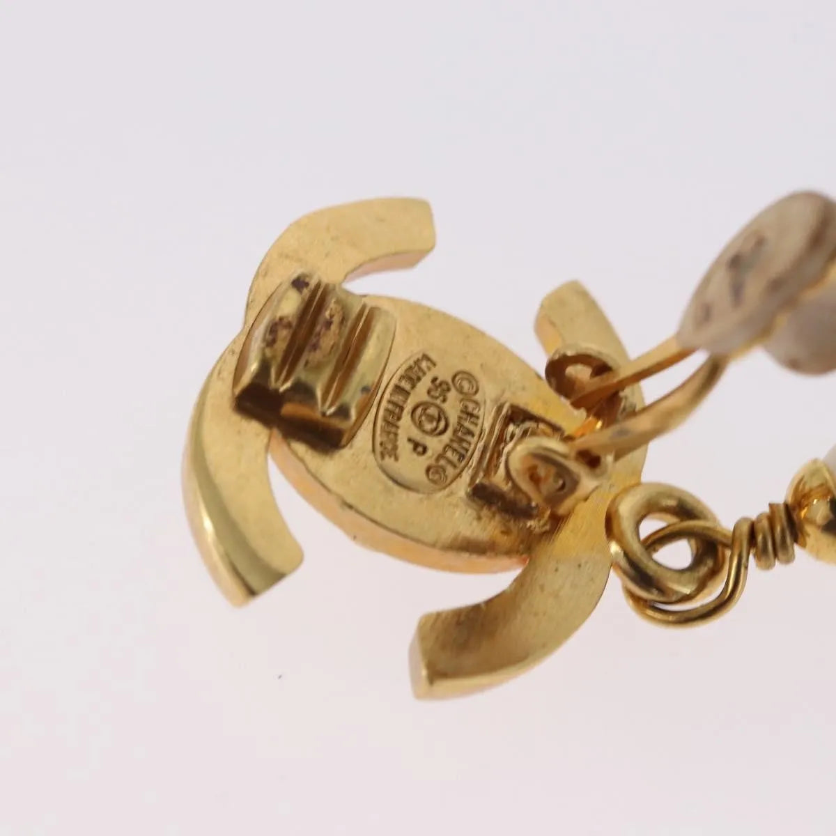 Chanel Cc Dangle Clip-On Metal Gold Metal Earrings Jewelry (Pre-Owned)