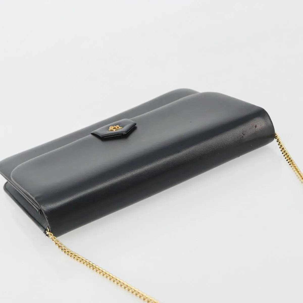 Christian Dior Vintage Clipper Closure Clutch With Logo Leather Black Leather Crossbody Bag Bag (Pre-Owned)