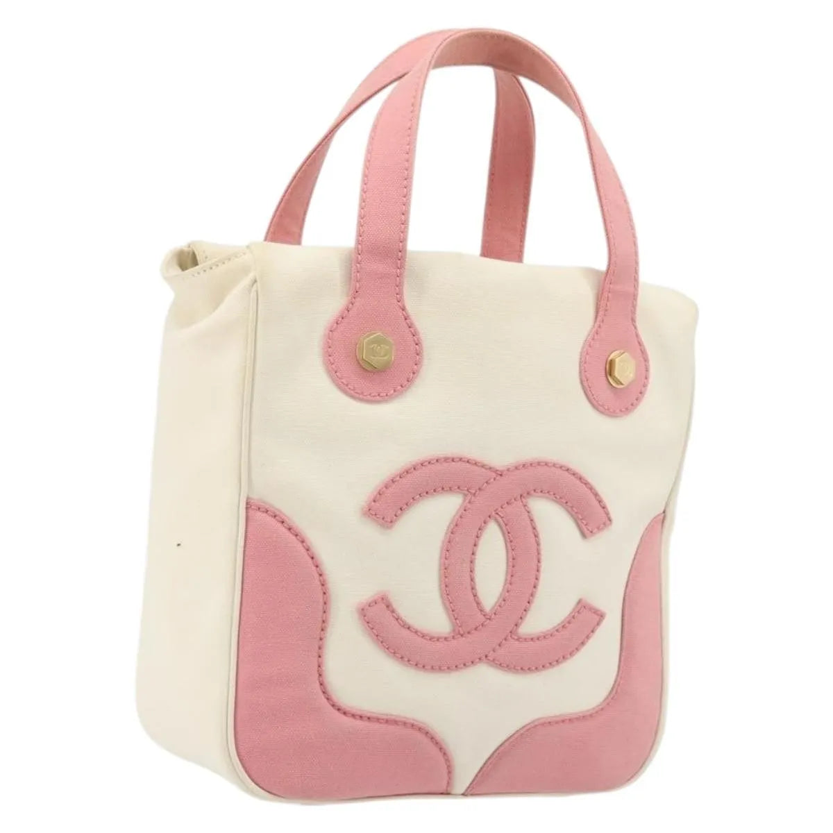 Chanel Vintage Cc Tote Canvas Beige Canvas Tote Bag Bag (Pre-Owned)