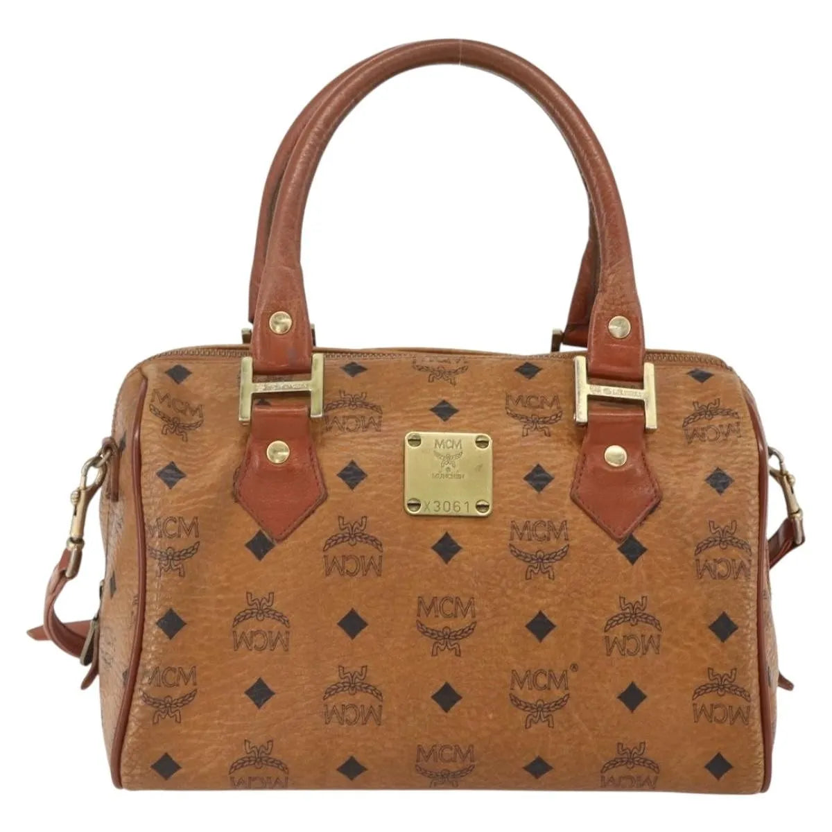 MCM Visetos Logogramme Leather Brown Leather Handbag (Pre-Owned)