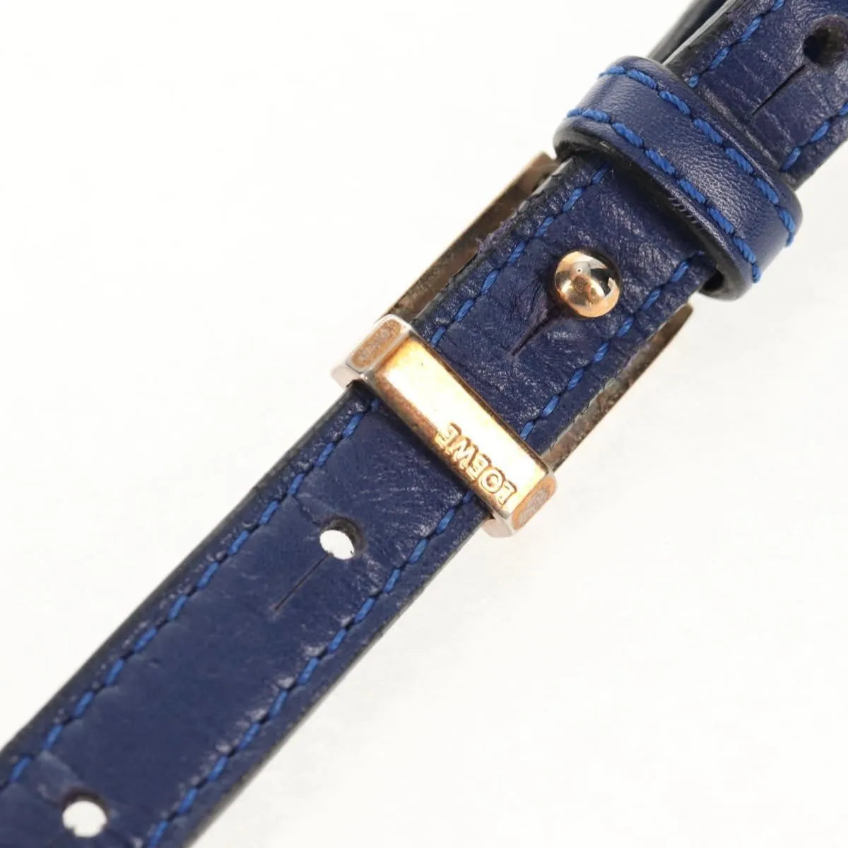 Loewe Barcelona Leather Blue Leather Shoulder Bag Bag (Pre-Owned)