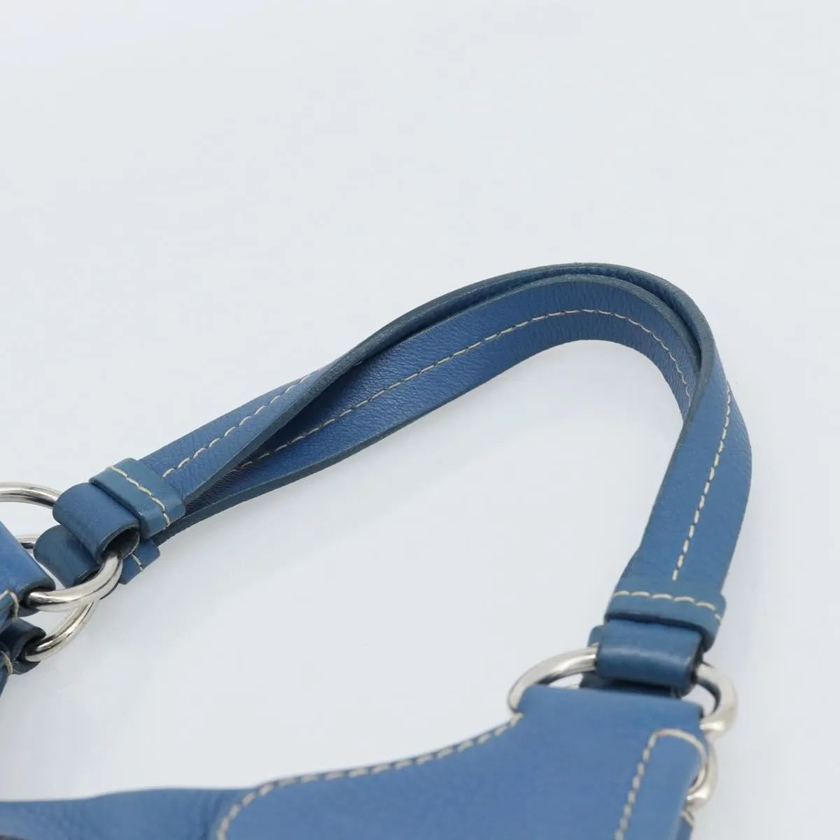 Prada Vitello Daino Convertible Tote Vitello Daino Blue Leather Handbag (Pre-Owned)