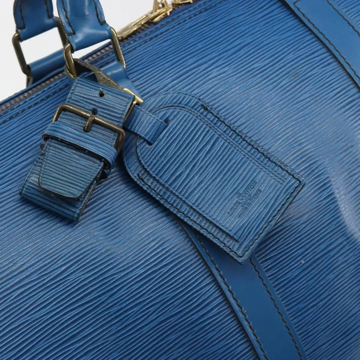 Louis Vuitton Keepall Epi Blue Leather Travel Bag Bag (Pre-Owned)