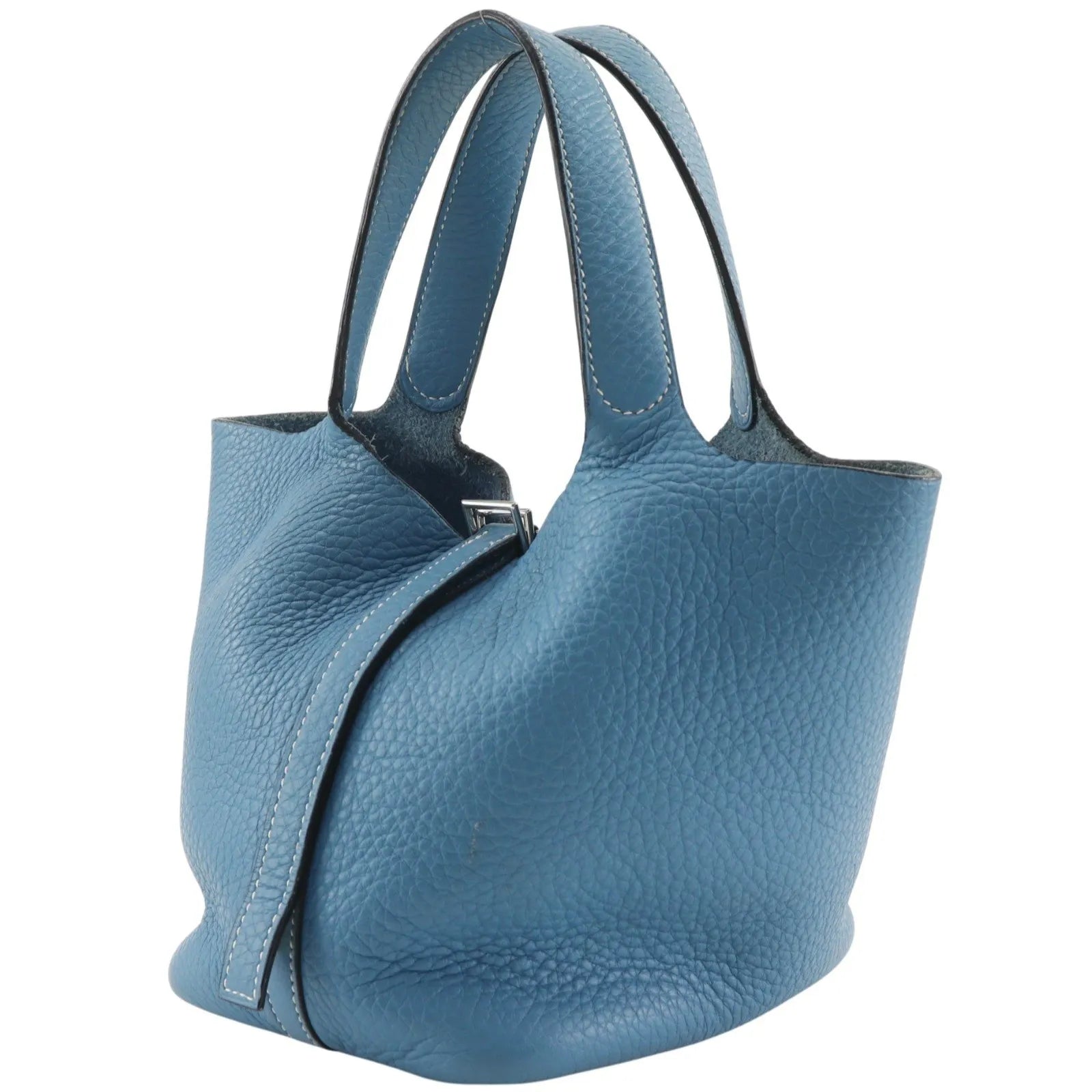 Hermes Picotin Lock Clemence Blue Leather Handbag (Pre-Owned)