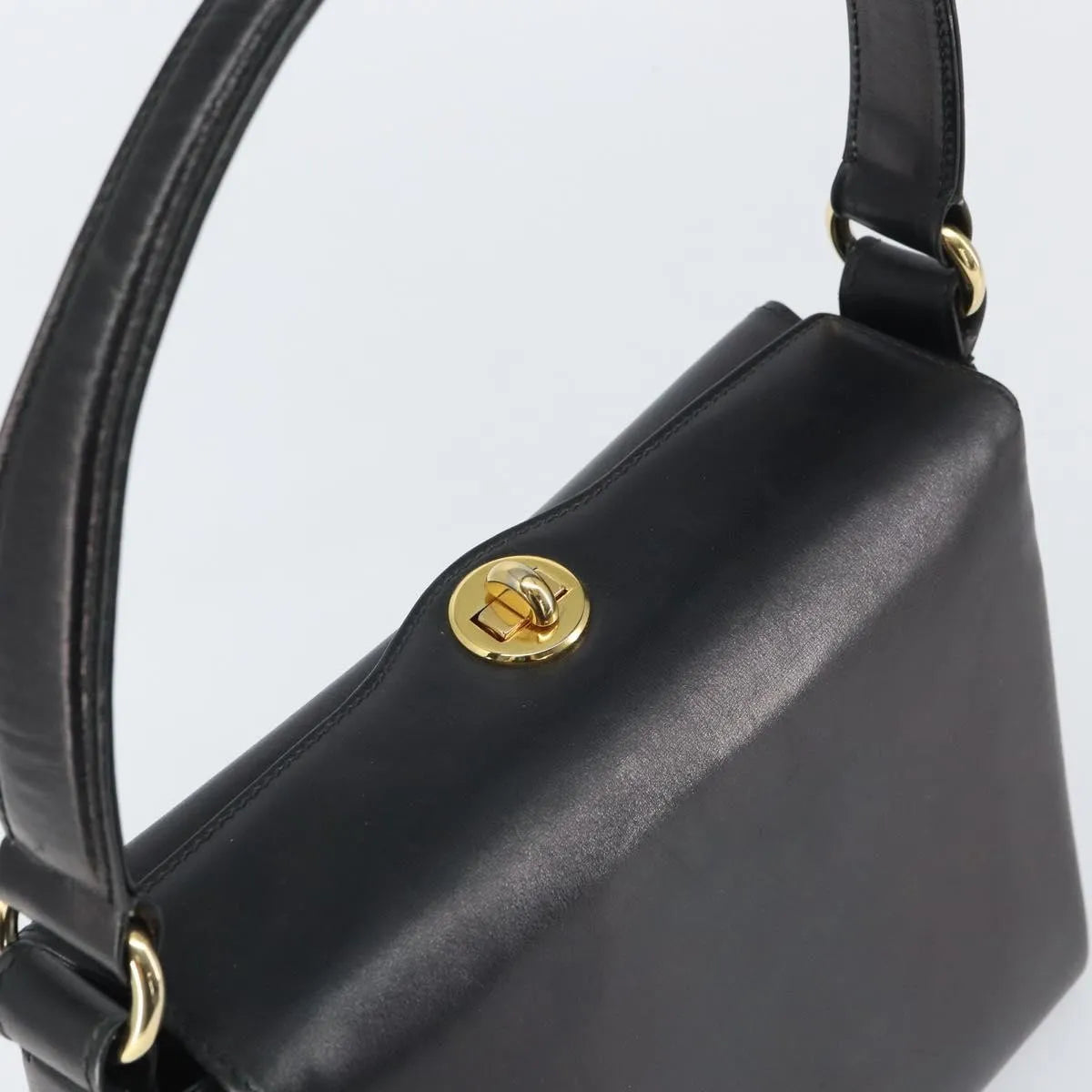 Gucci Vintage Convertible Box Leather Black Leather Handbag (Pre-Owned)