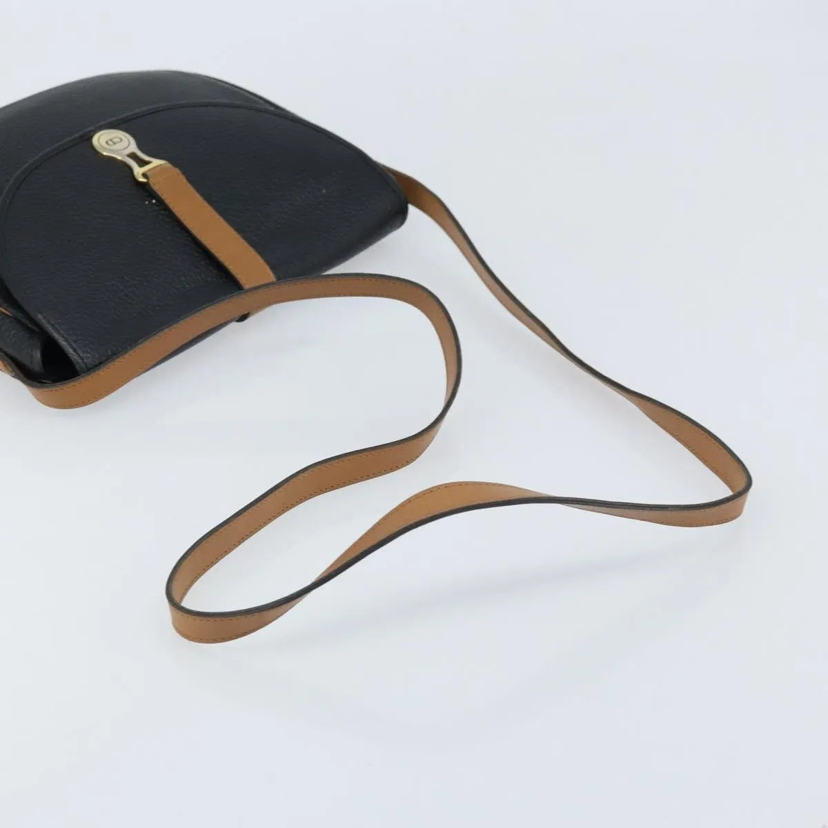 Christian Dior Vintage Cd Logo Leather Black Leather Shoulder Bag Bag (Pre-Owned)