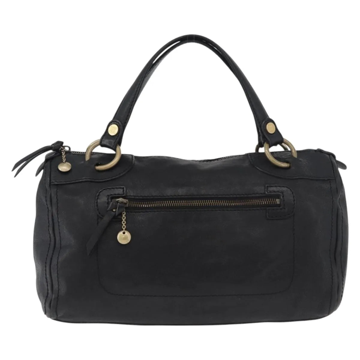 Celine Vintage Leather Black Leather Handbag (Pre-Owned)