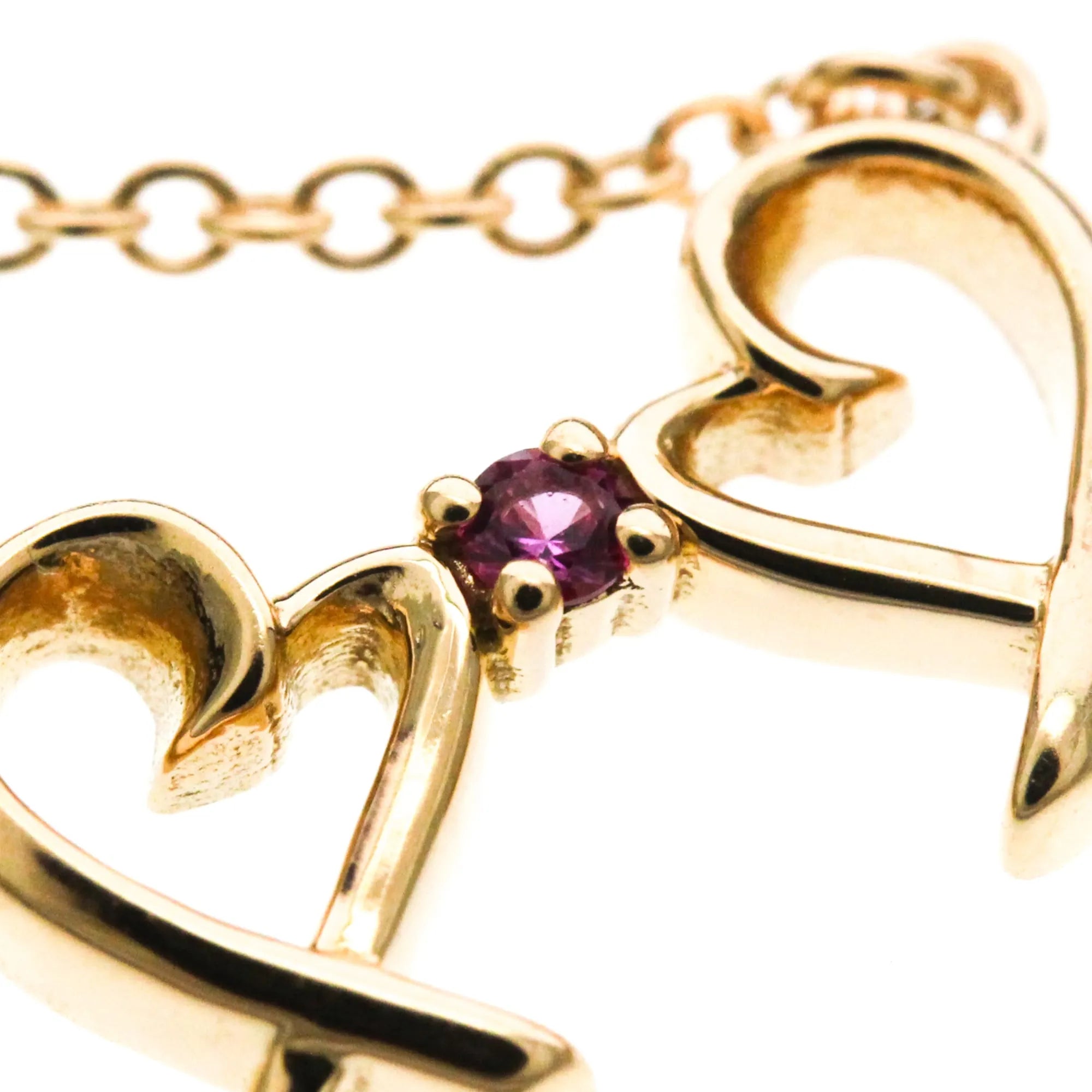 Tiffany & Co. Double Loving Heart Pendant 18K Rose Gold With Pink Sapphire Gold Pink_Gold Necklace Jewelry (Pre-Owned)
