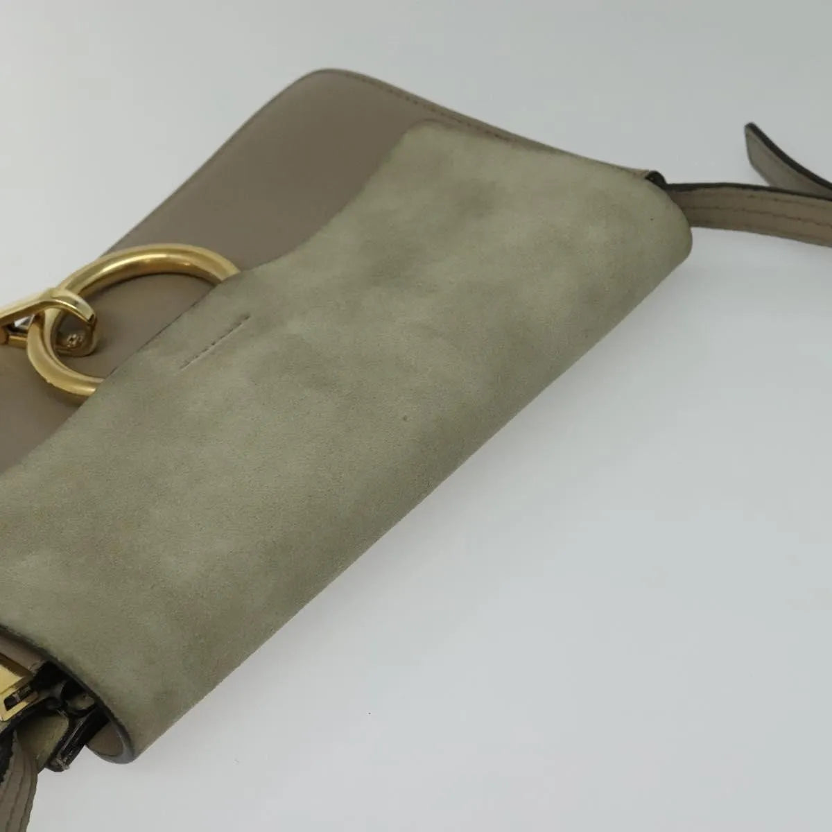 Chloe Faye Shoulder Bag Leather And Suede Gray Suede Shoulder Bag Bag (Pre-Owned)