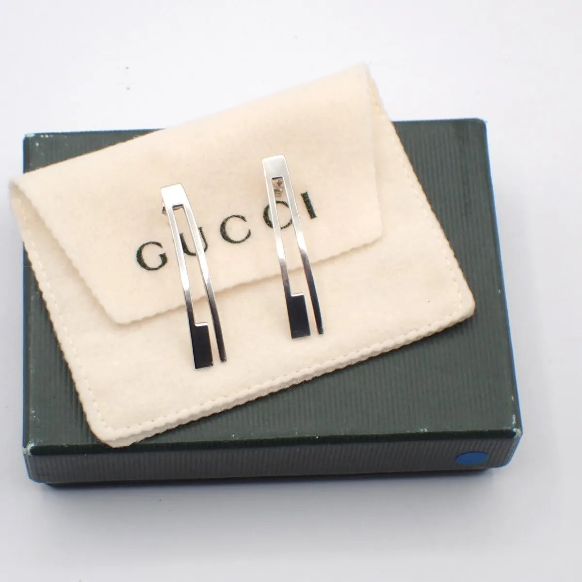 Gucci G Logo Long Studs Silver 925 Silver Silver Earrings Jewelry (Pre-Owned)