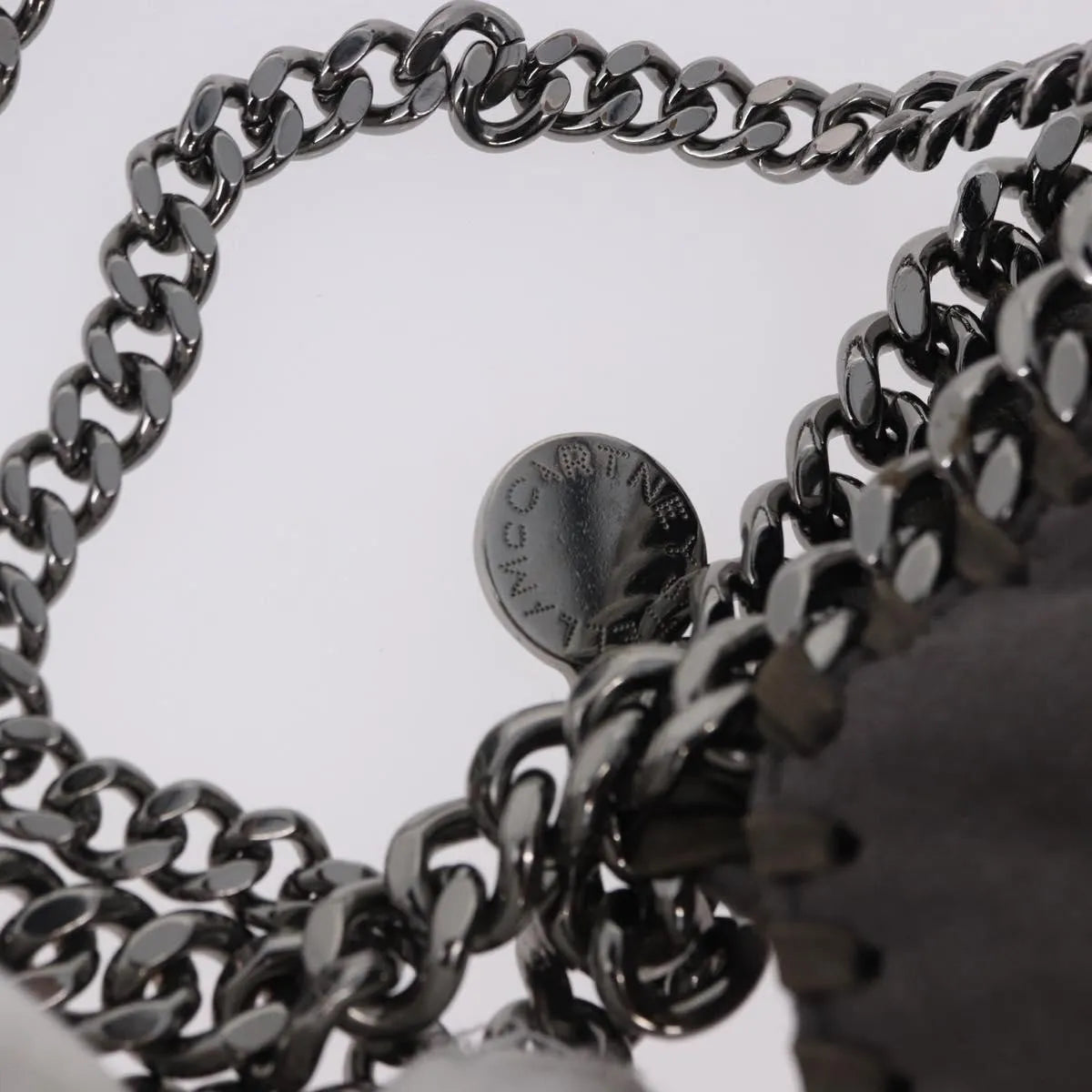 Stella Mccartney Falabella Fold Over Faux Leather Gray Polyester Shoulder Bag Bag (Pre-Owned)