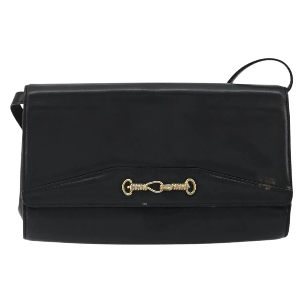 Celine Vintage Horsebit Sling Leather Black Leather Shoulder Bag Bag (Pre-Owned)