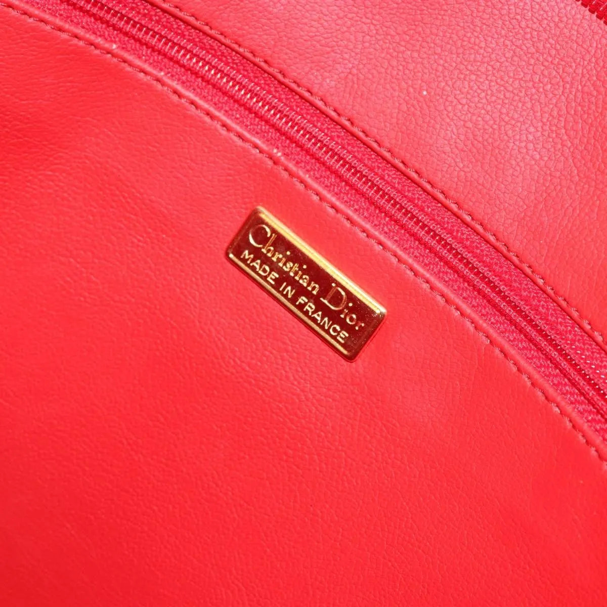 Christian Dior Vintage Tote Leather Red Leather Tote Bag Bag (Pre-Owned)