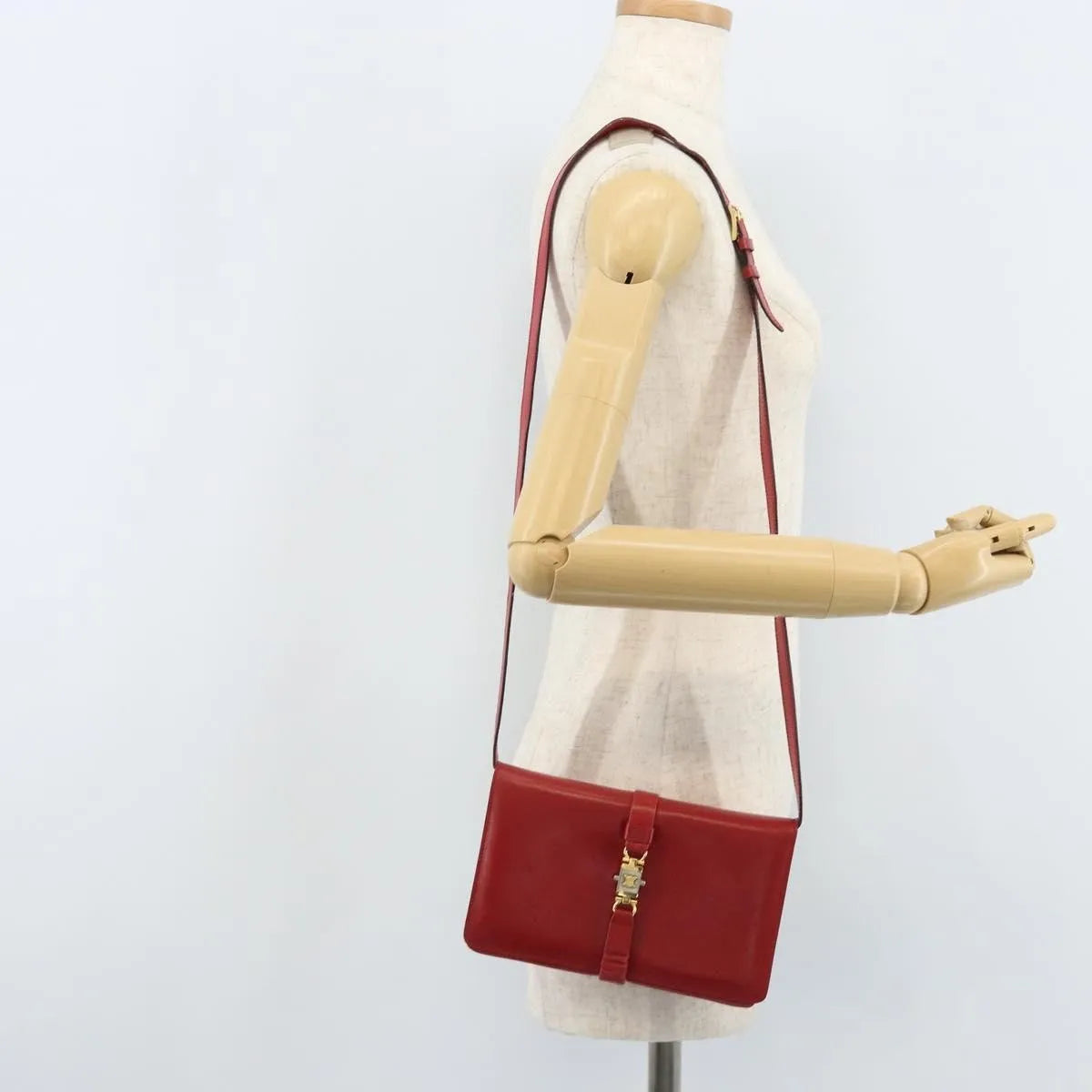 Celine Vintage Leather Red Leather Shoulder Bag Bag (Pre-Owned)