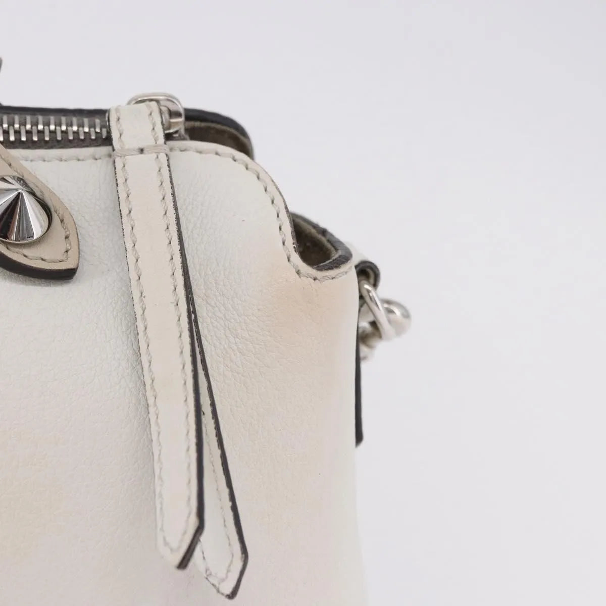 Fendi By The Way Satchel M White Leather Crossbody Bag Bag (Pre-Owned)