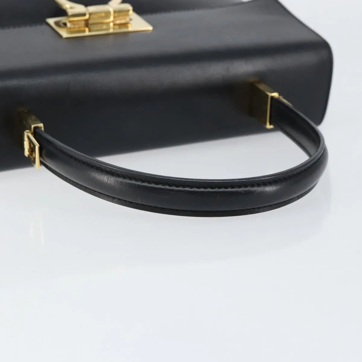 Salvatore Ferragamo Gancini Convertible Top Handle Leather Black Leather Handbag (Pre-Owned)