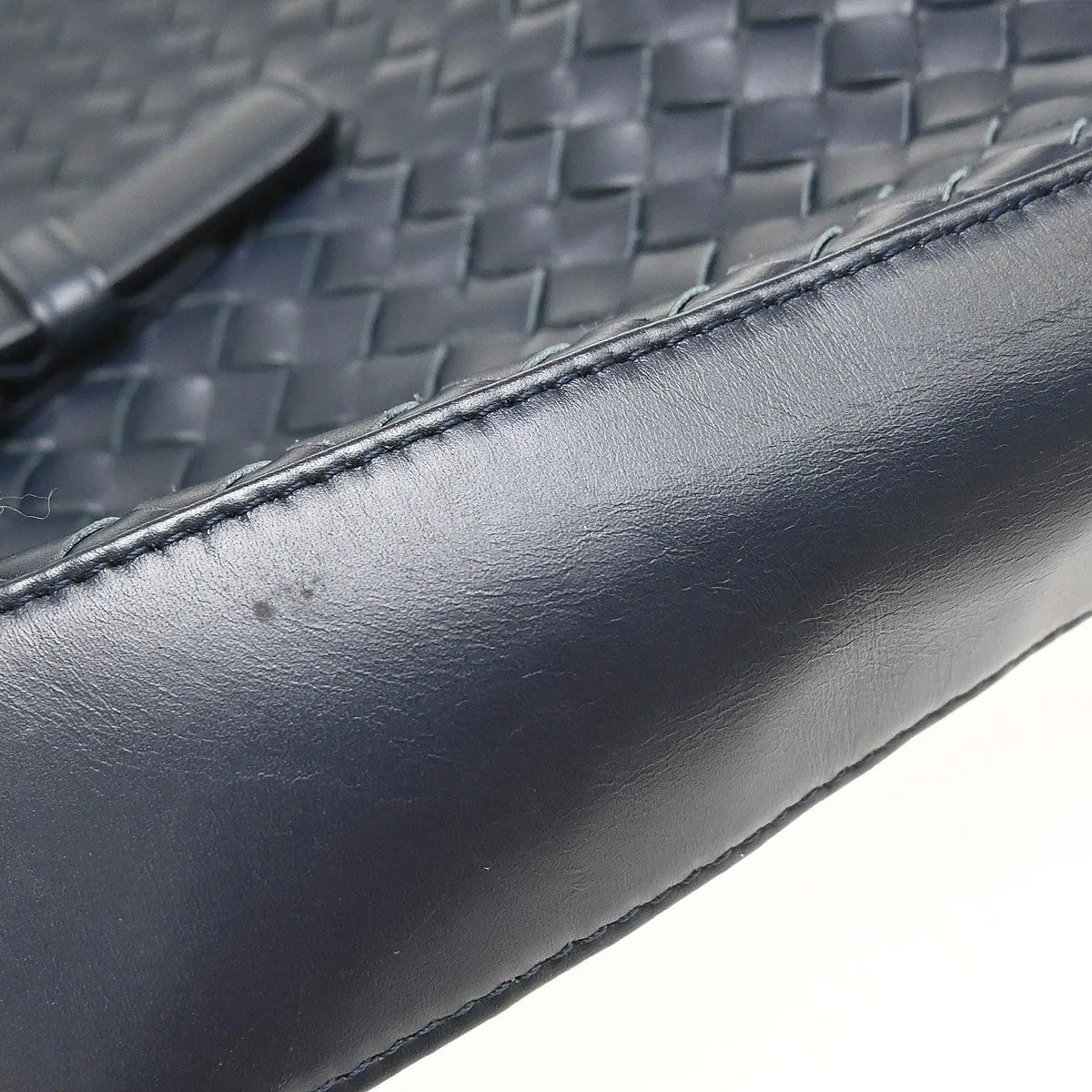 Bottega Veneta Belted Snap Tote Intrecciato Nappa Navy Leather Tote Bag Bag (Pre-Owned)