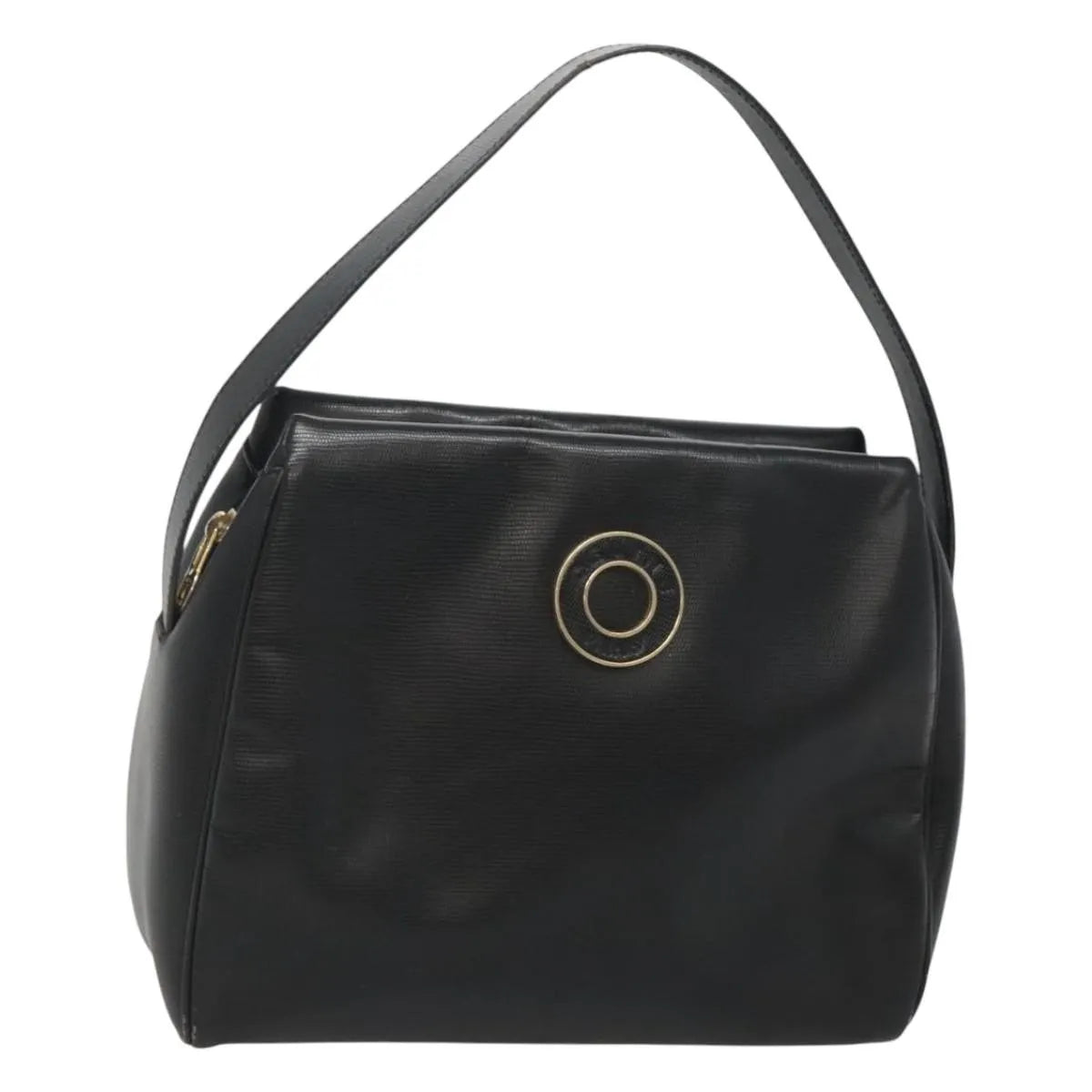 Celine Circle Logo Leather Black Leather Handbag (Pre-Owned)