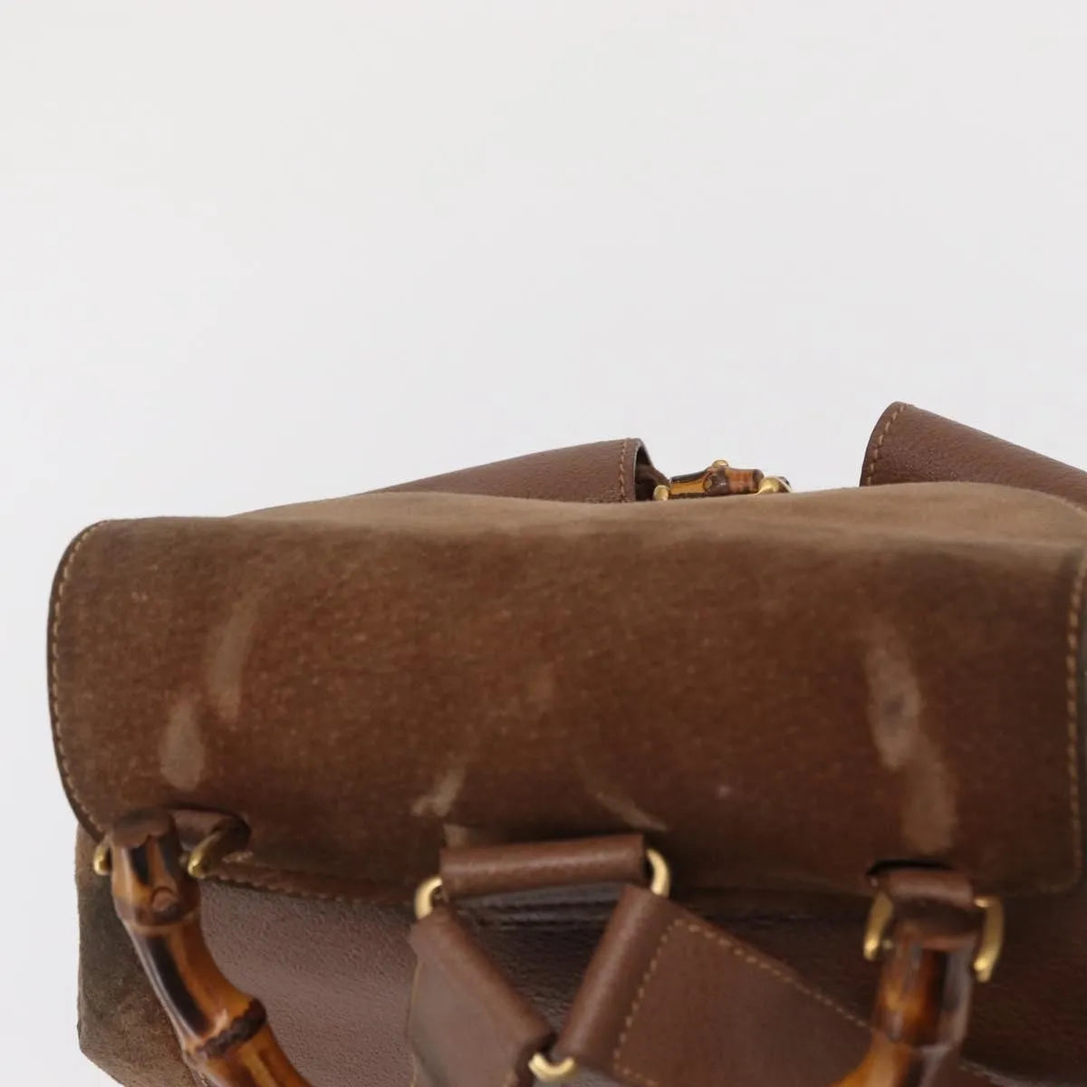 Gucci Vintage Bamboo Suede Brown Suede Backpack Bag (Pre-Owned)