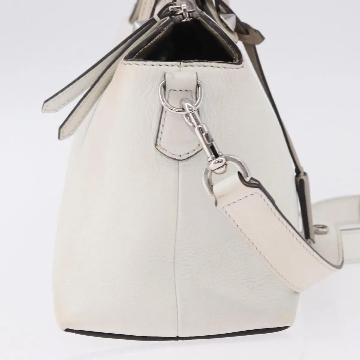 Fendi By The Way Satchel M White Leather Crossbody Bag Bag (Pre-Owned)