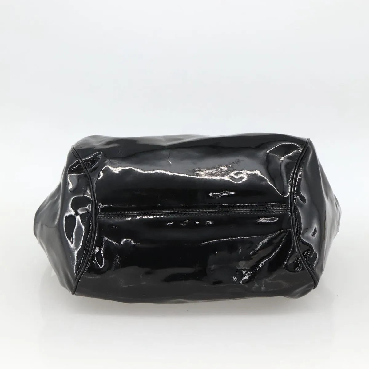 Salvatore Ferragamo Gancini Patent Leather Black Patent_Leather Handbag (Pre-Owned)