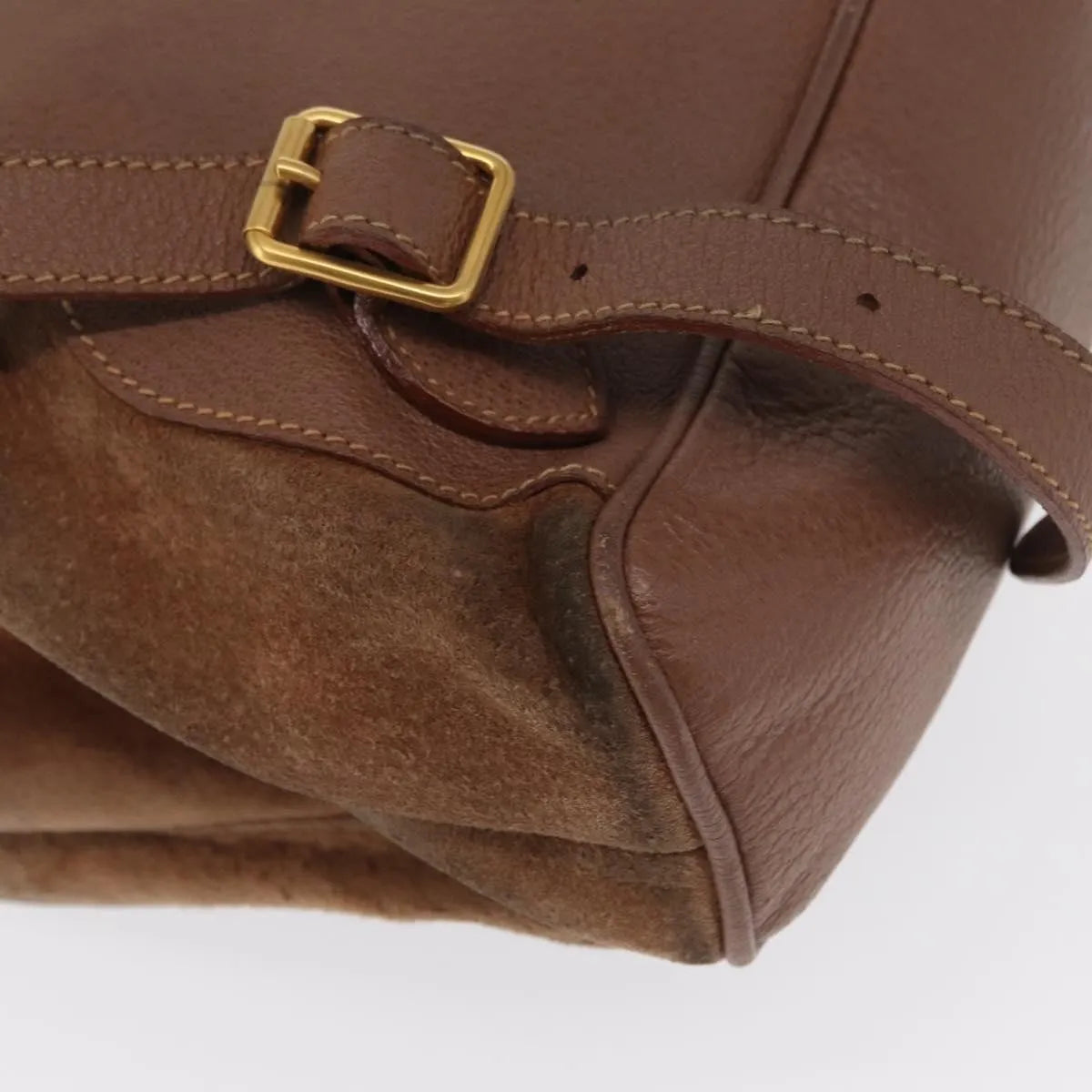 Gucci Vintage Bamboo Suede Brown Suede Backpack Bag (Pre-Owned)