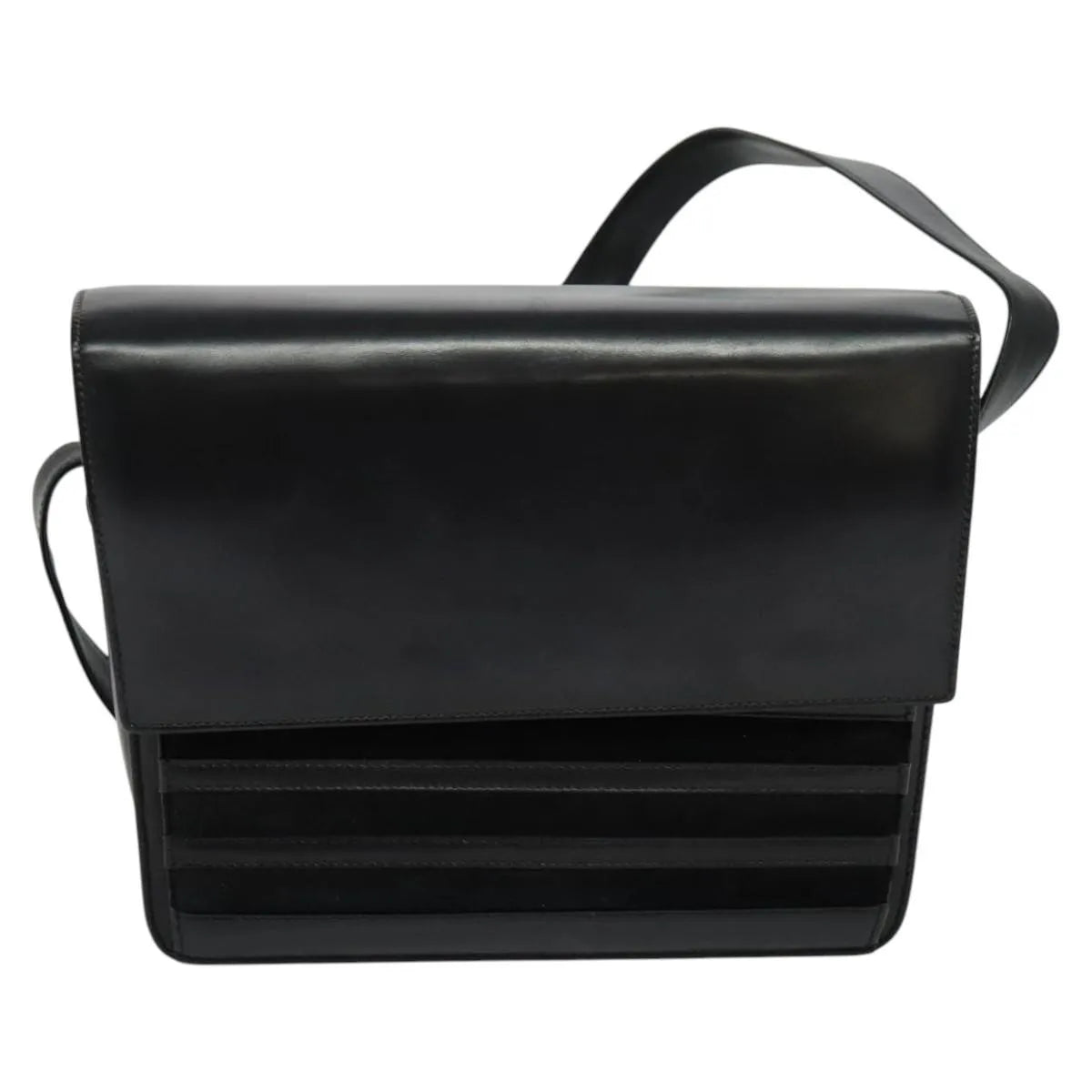 Gucci Vintage Flat Messenger Nylon And Leather Black Leather Shoulder Bag Bag (Pre-Owned)