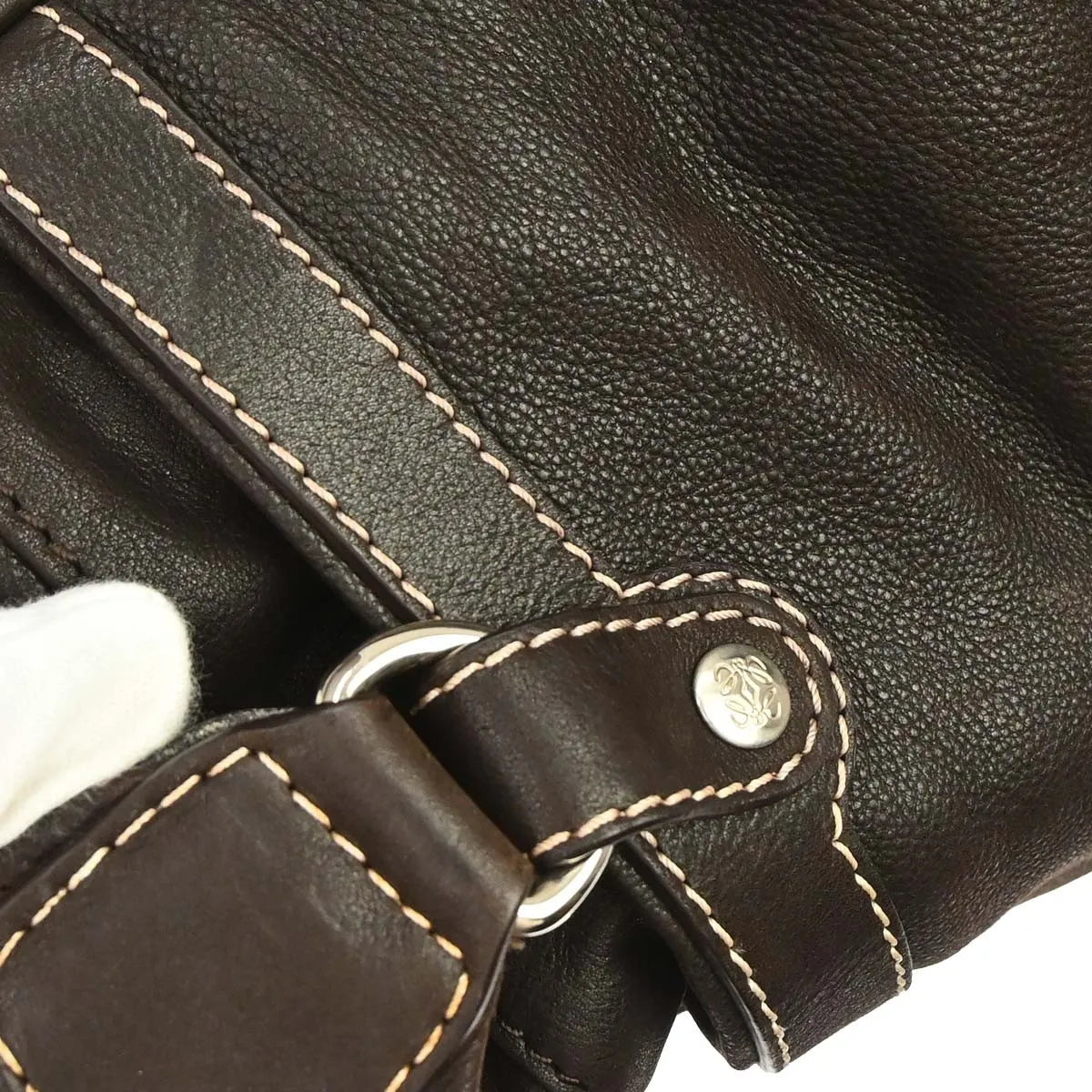 Loewe Anagram Bag Leather Brown Leather Handbag (Pre-Owned)