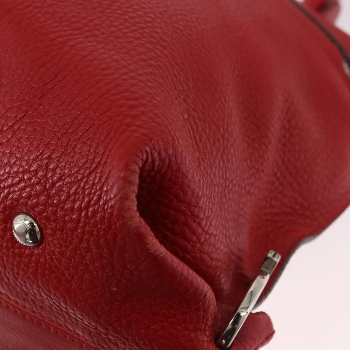 Salvatore Ferragamo Sofia Satchel Grainy Leather Red Leather Handbag (Pre-Owned)