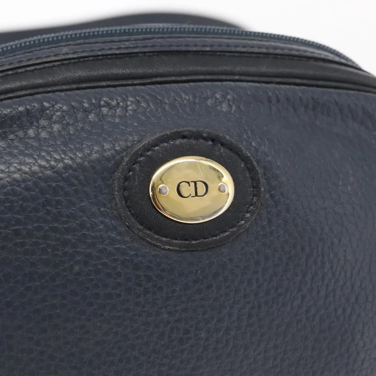 Christian Dior Vintage Cd Logo Leather Navy Leather Shoulder Bag Bag (Pre-Owned)