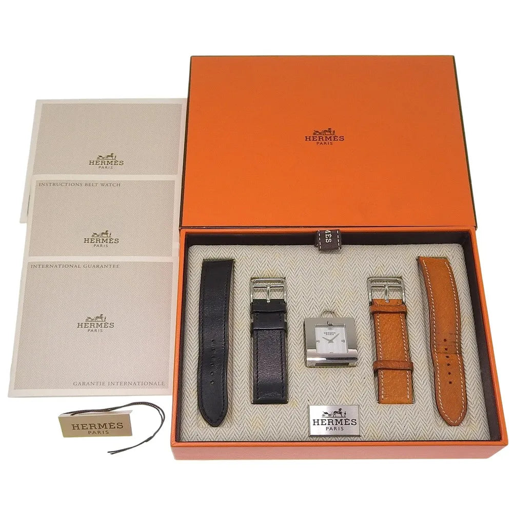 Hermes Belt Quartz Stainless Steel And Leather Watch (Pre-Owned)