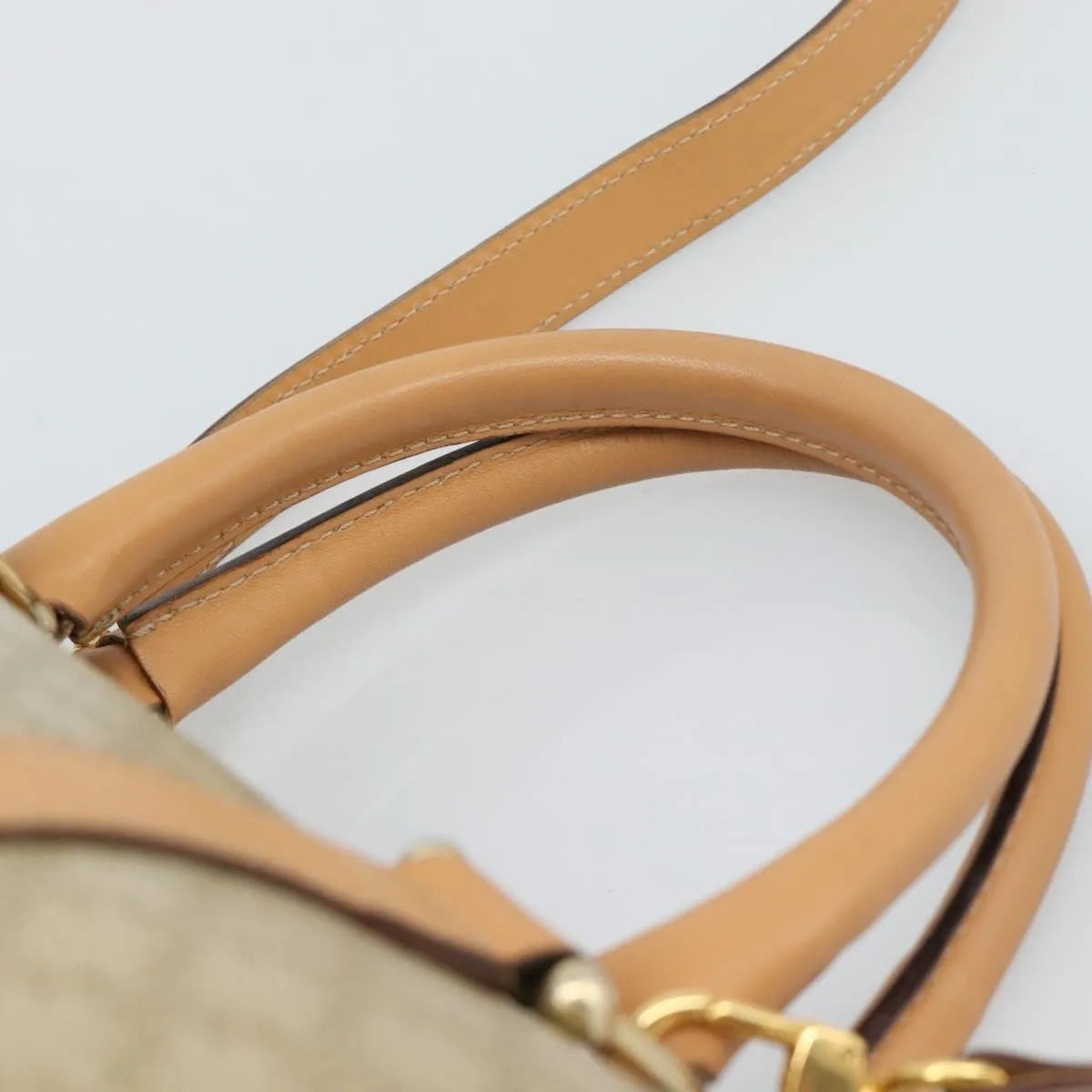 Celine Vintage Macadam Boston Canvas Beige Canvas Handbag (Pre-Owned)